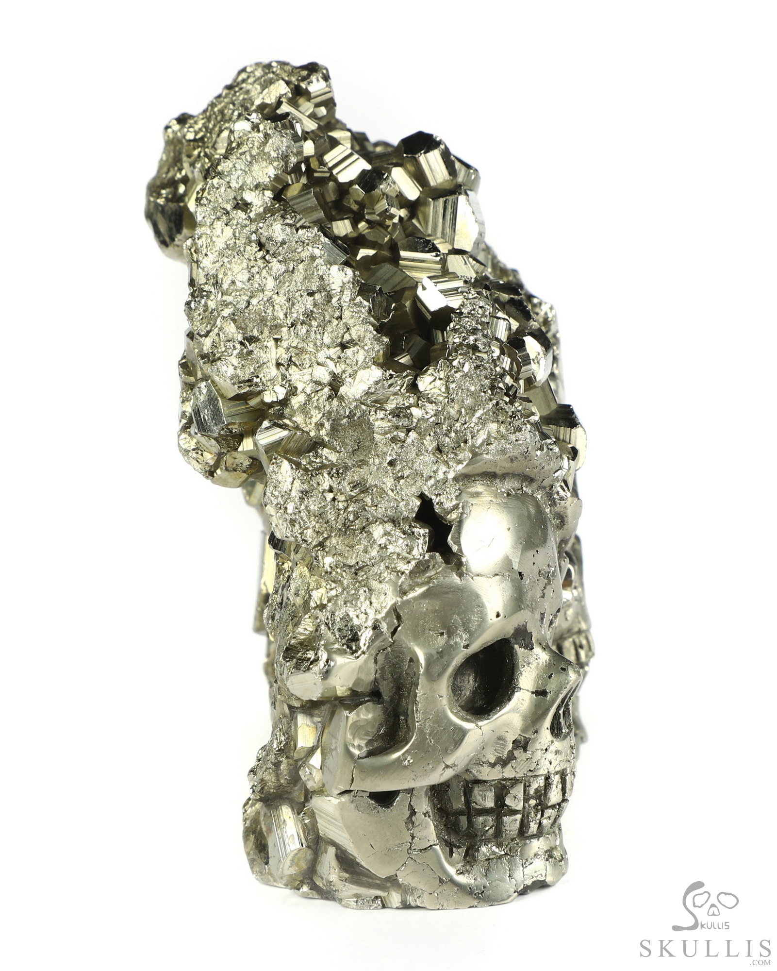 2.8" Pyrite Hand Carved Crystal Skull Fine Art Sculpture, Crystal Healing 2.8" Pyrite Hand Carved Crystal Skull Fine Art Sculpture, Crystal Healing