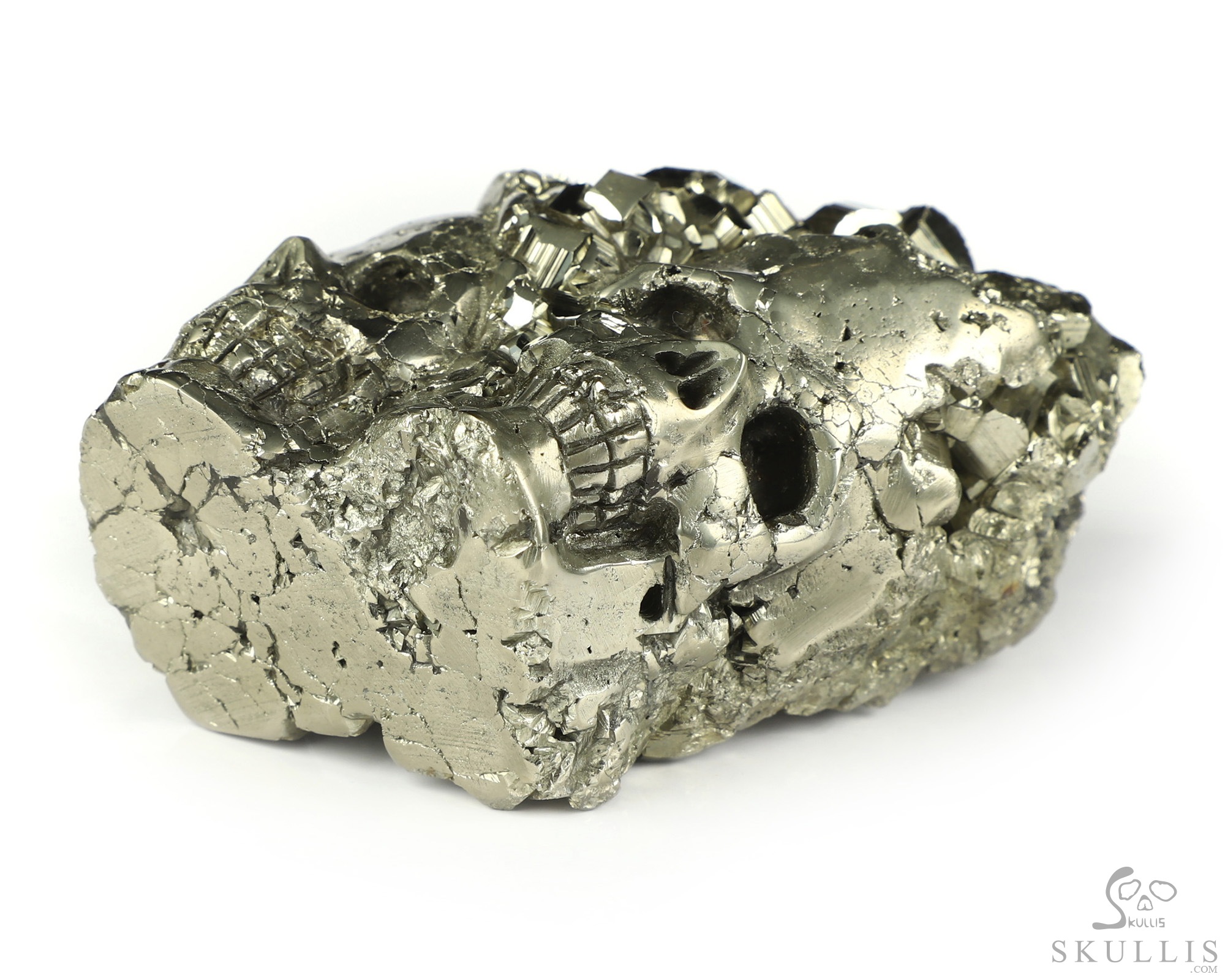 2.8" Pyrite Hand Carved Crystal Skull Fine Art Sculpture, Crystal Healing 2.8" Pyrite Hand Carved Crystal Skull Fine Art Sculpture, Crystal Healing