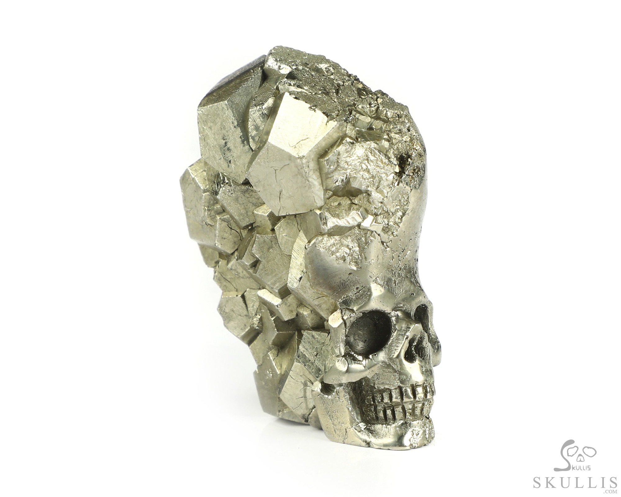 1.7" Pyrite Hand Carved Crystal Skull Fine Art Sculpture, Crystal Healing 1.7" Pyrite Hand Carved Crystal Skull Fine Art Sculpture, Crystal Healing