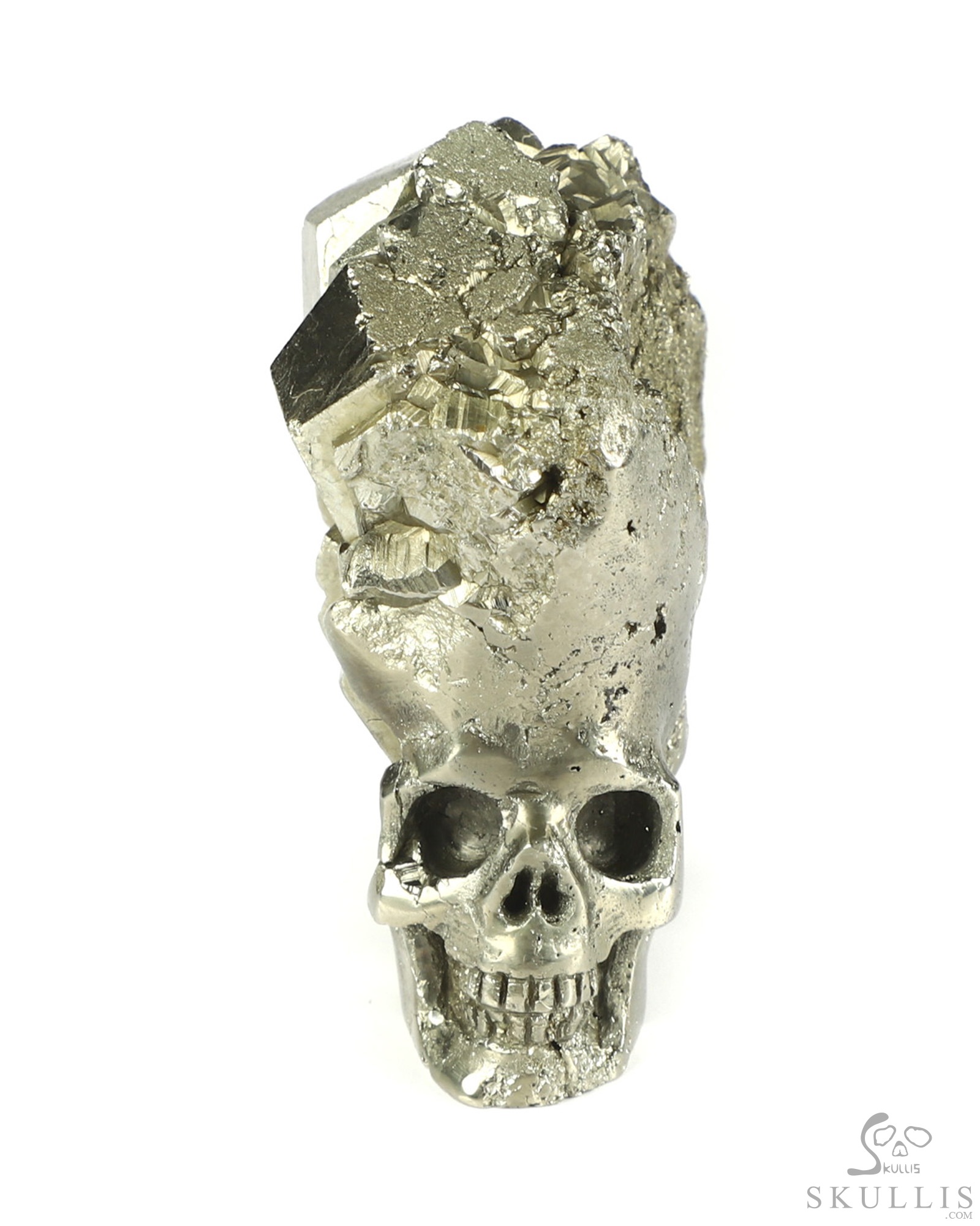 1.7" Pyrite Hand Carved Crystal Skull Fine Art Sculpture, Crystal Healing 1.7" Pyrite Hand Carved Crystal Skull Fine Art Sculpture, Crystal Healing