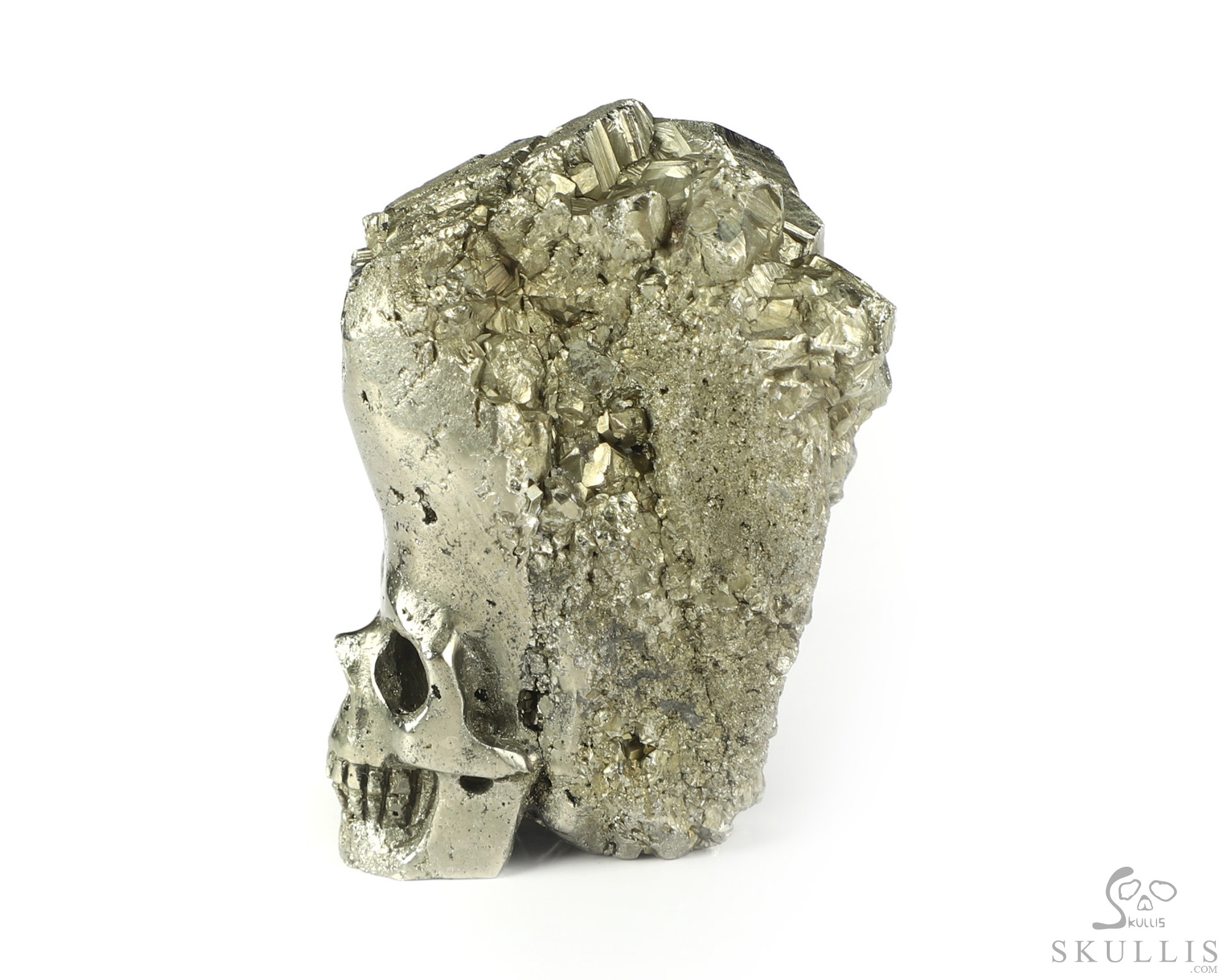 1.7" Pyrite Hand Carved Crystal Skull Fine Art Sculpture, Crystal Healing 1.7" Pyrite Hand Carved Crystal Skull Fine Art Sculpture, Crystal Healing