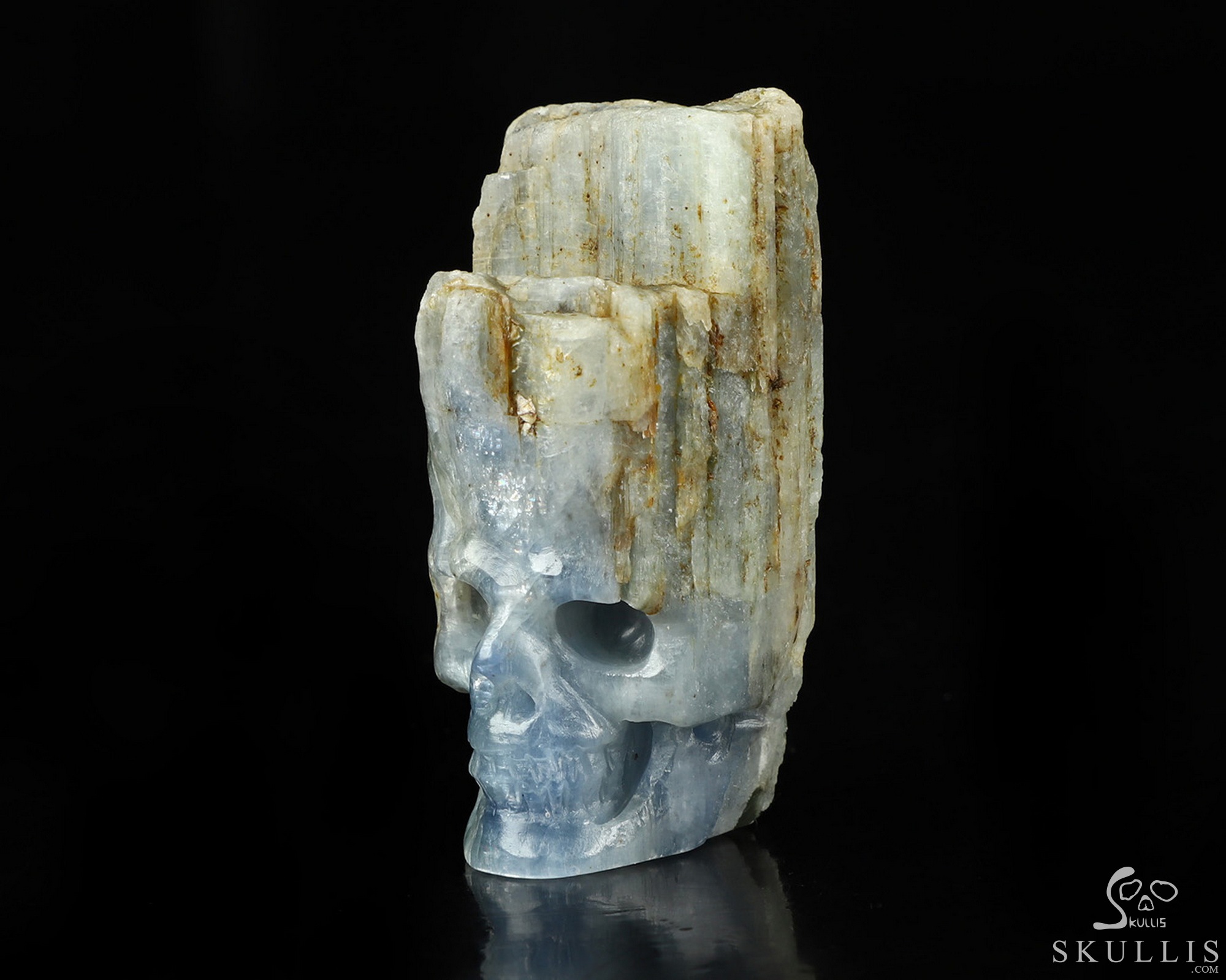 Gemstone 2.0" Kyanite Hand Carved Crystal Skull Fine Art Sculpture, Crystal Healing Gemstone 2.0" Kyanite Hand Carved Crystal Skull Fine Art Sculpture, Crystal Healing
