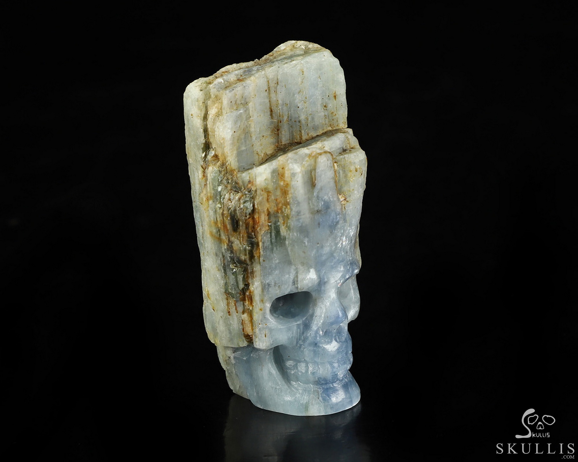 Gemstone 2.0" Kyanite Hand Carved Crystal Skull Fine Art Sculpture, Crystal Healing Gemstone 2.0" Kyanite Hand Carved Crystal Skull Fine Art Sculpture, Crystal Healing
