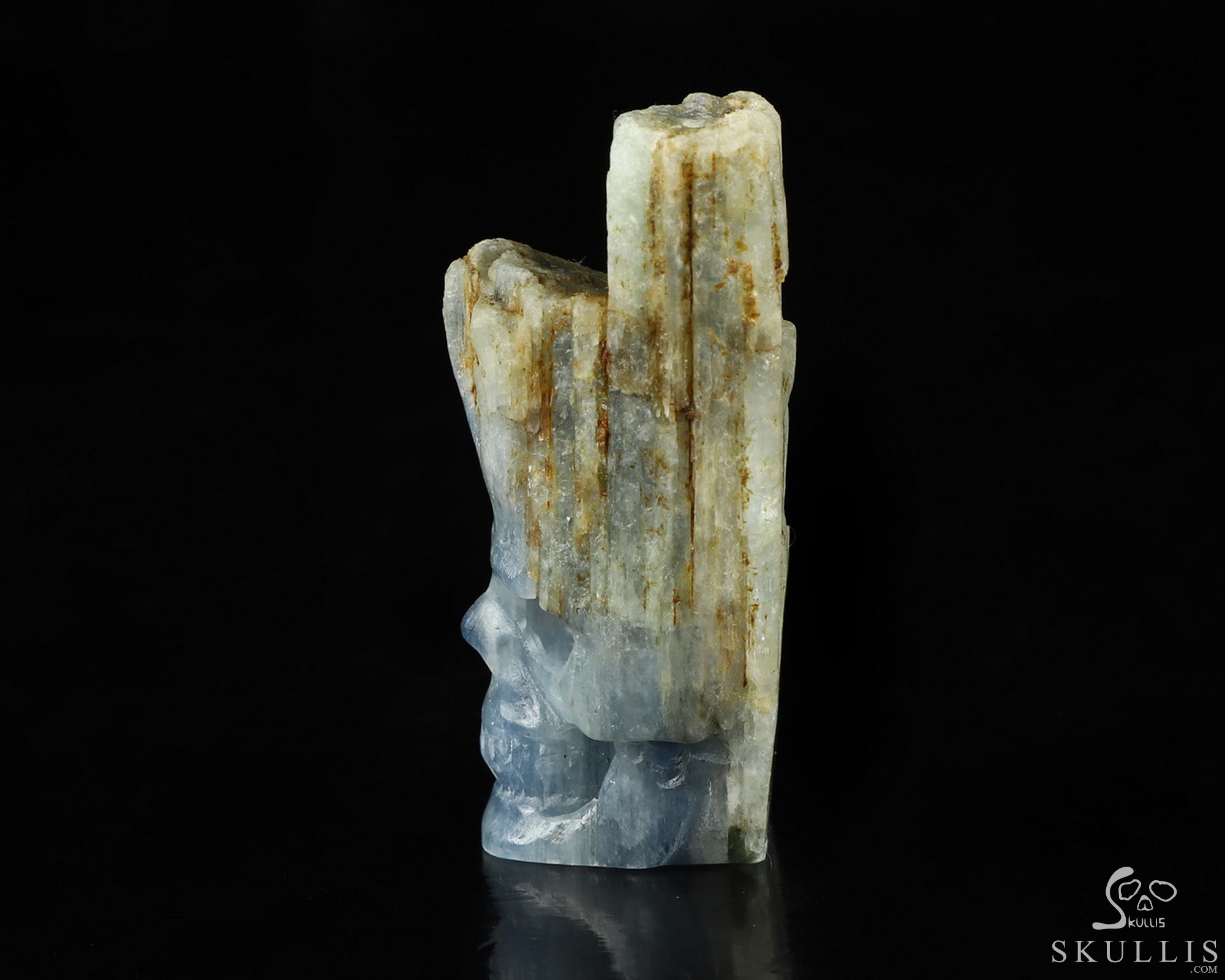 Gemstone 2.0" Kyanite Hand Carved Crystal Skull Fine Art Sculpture, Crystal Healing Gemstone 2.0" Kyanite Hand Carved Crystal Skull Fine Art Sculpture, Crystal Healing