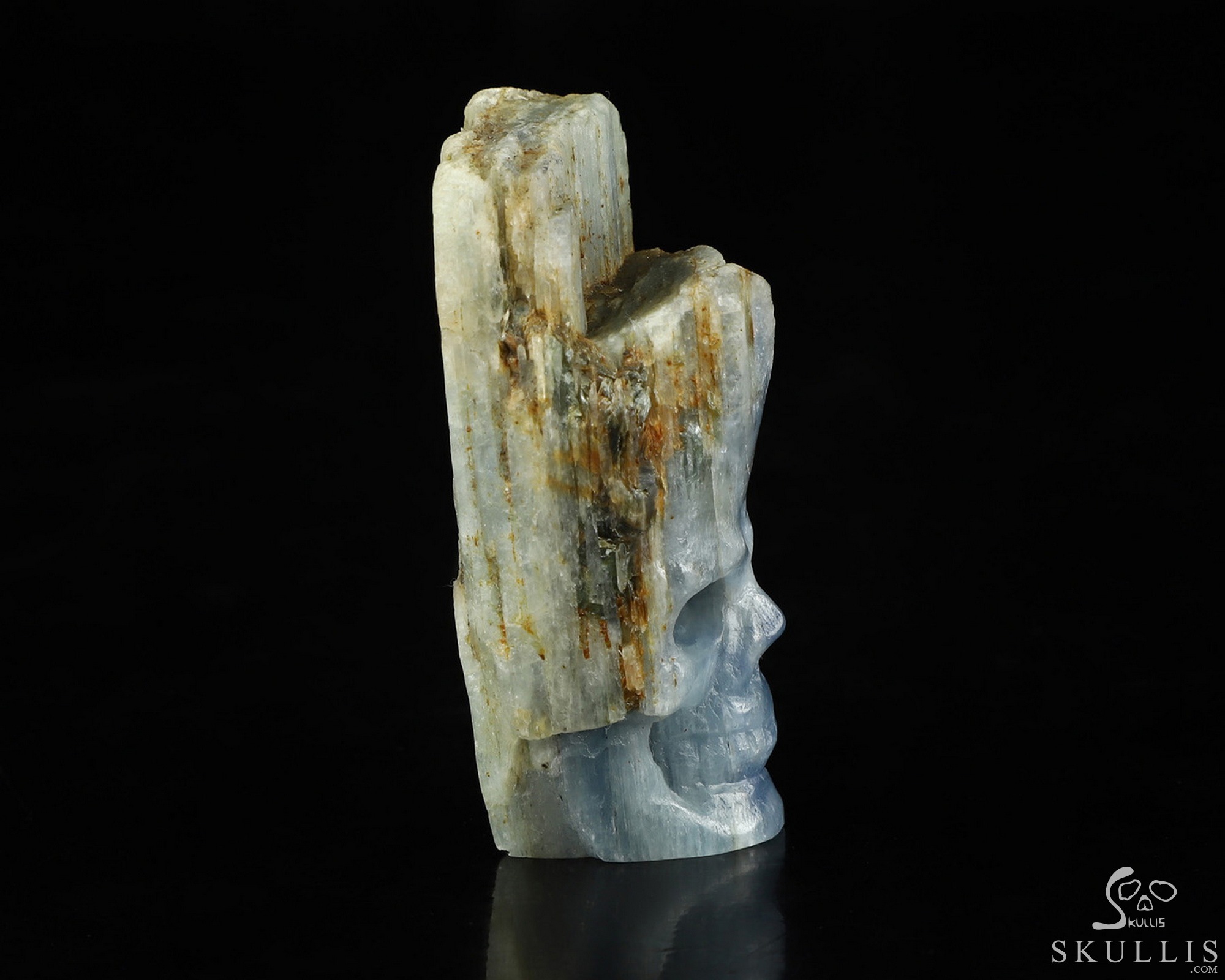 Gemstone 2.0" Kyanite Hand Carved Crystal Skull Fine Art Sculpture, Crystal Healing Gemstone 2.0" Kyanite Hand Carved Crystal Skull Fine Art Sculpture, Crystal Healing