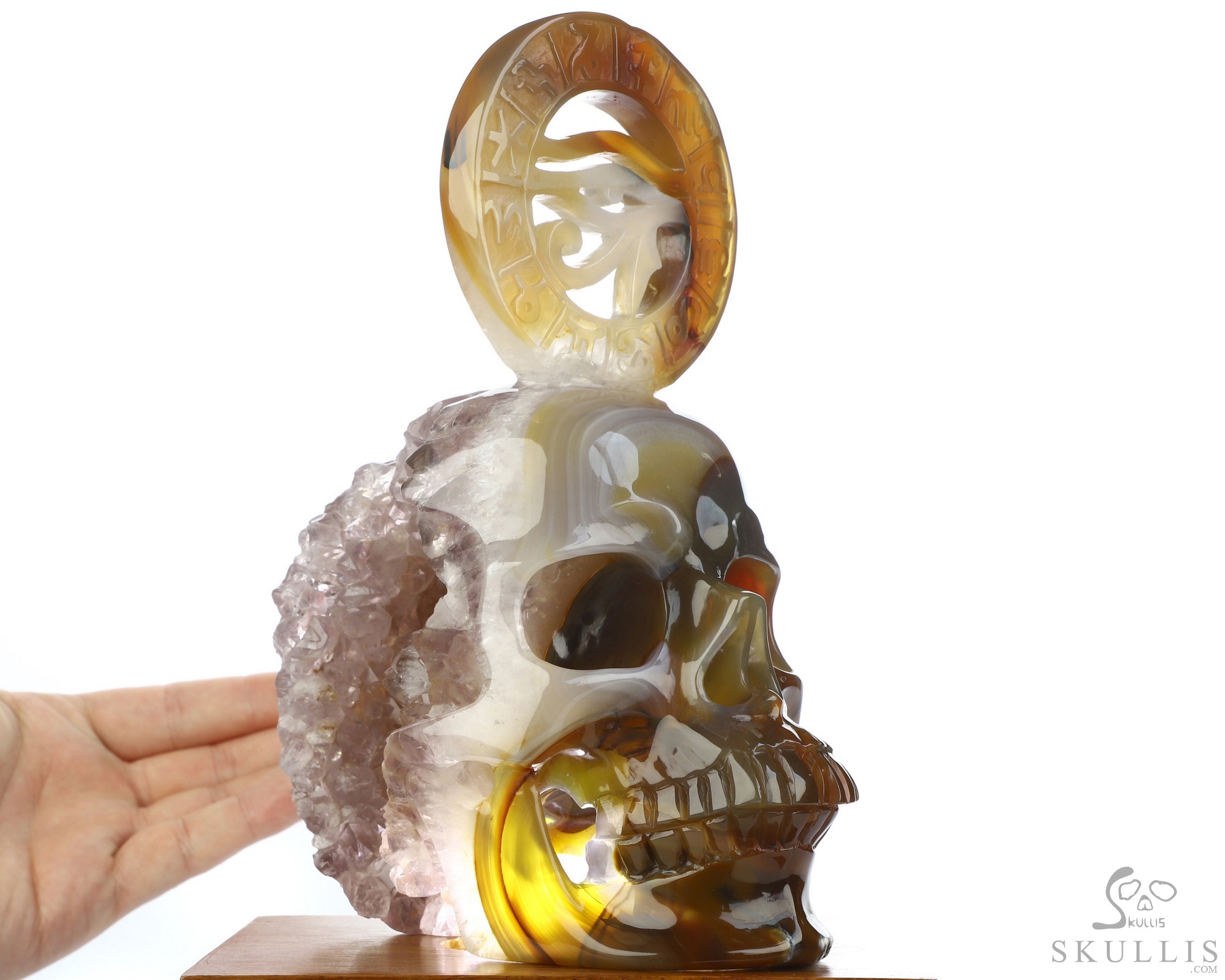 June 10, 2026 ACSAD (A Crystal Skull a Day) - Horus’s Horizon - 7.9" Premium Brazilian Agate Eye of Horus on Crystal Skull Fine Art Sculpture, Crystal Healing June 10, 2026 ACSAD (A Crystal Skull a Day) - Horus’s Horizon - 7.9" Premium Brazilian Agate Eye of Horus on Crystal Skull Fine Art Sculpture, Crystal Healing