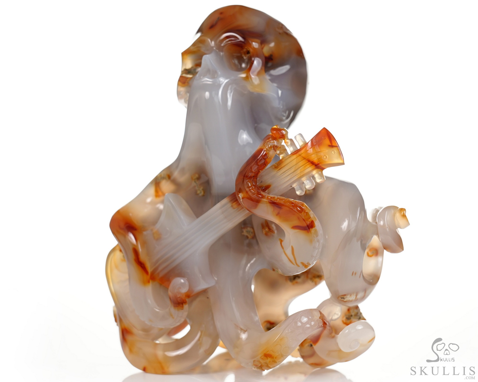 June 1, 2026 ACSAD (A Crystal Skull a Day) - Ocean Octave - Carnelian Carved Octopus Skull Guitar Sculpture June 1, 2026 ACSAD (A Crystal Skull a Day) - Ocean Octave - Carnelian Carved Octopus Skull Guitar Sculpture