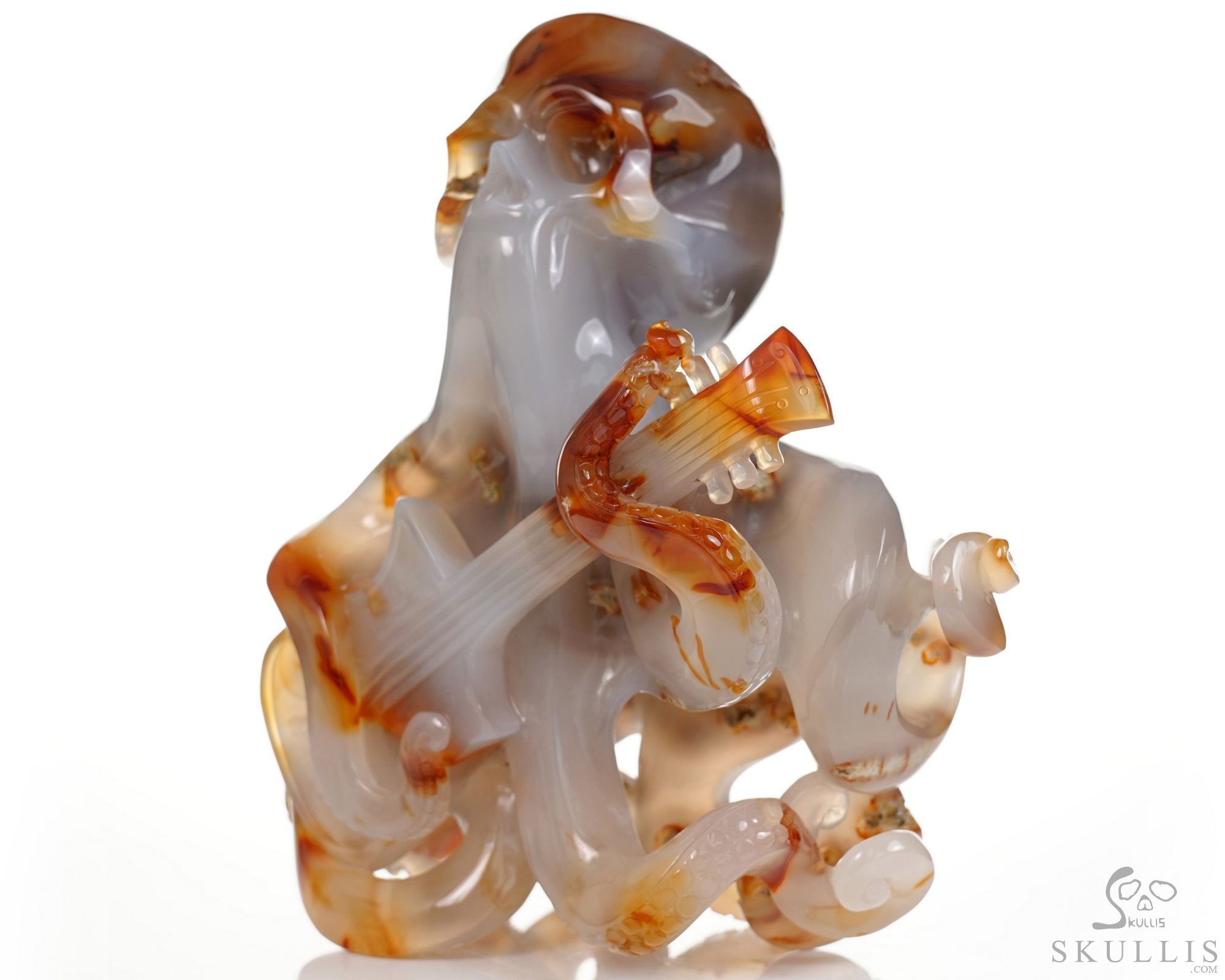 June 1, 2026 ACSAD (A Crystal Skull a Day) - Ocean Octave - Carnelian Carved Octopus Skull Guitar Sculpture June 1, 2026 ACSAD (A Crystal Skull a Day) - Ocean Octave - Carnelian Carved Octopus Skull Guitar Sculpture
