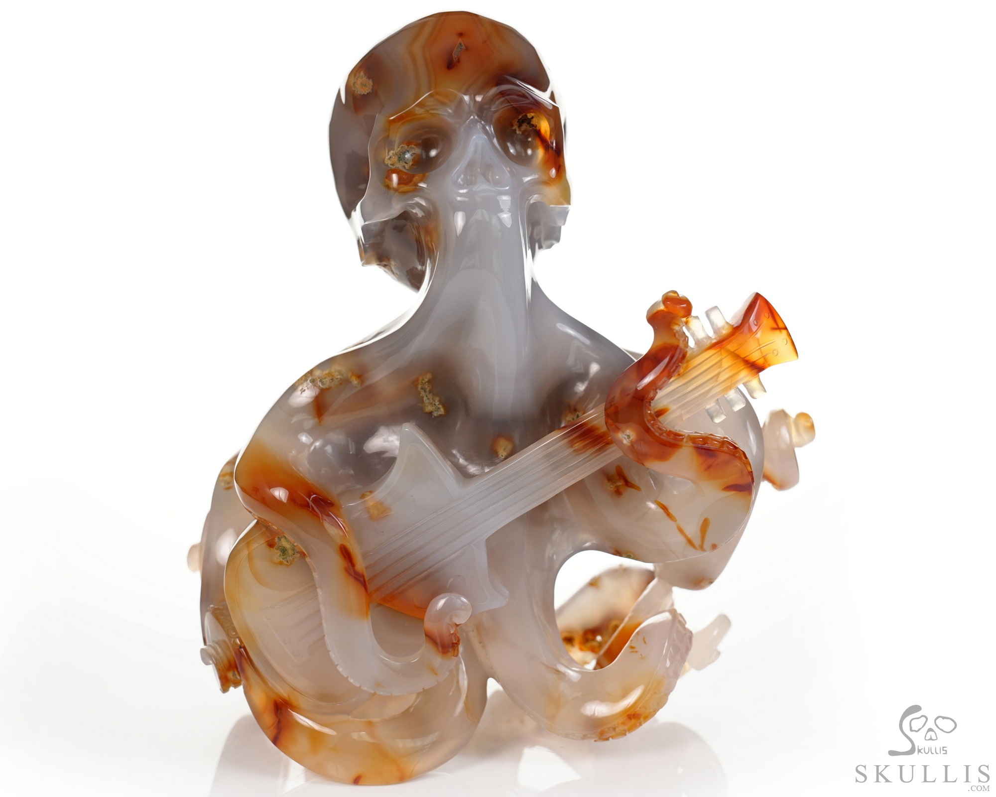 June 1, 2026 ACSAD (A Crystal Skull a Day) - Ocean Octave - Carnelian Carved Octopus Skull Guitar Sculpture June 1, 2026 ACSAD (A Crystal Skull a Day) - Ocean Octave - Carnelian Carved Octopus Skull Guitar Sculpture