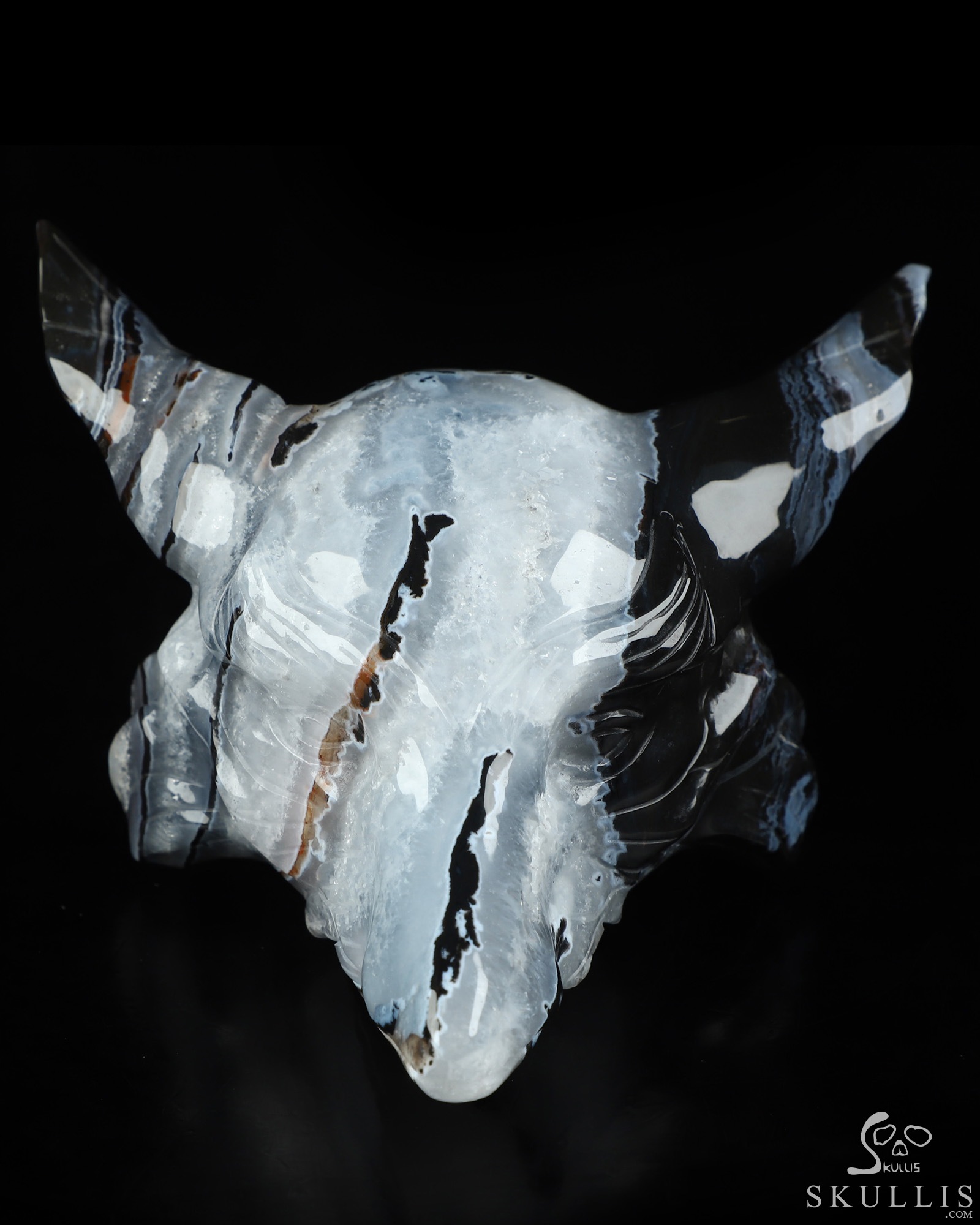 5.1" Black Zebra Agate Hand Carved Crystal Fox Head Fine Art Sculpture, Crystal Healing 5.1" Black Zebra Agate Hand Carved Crystal Fox Head Fine Art Sculpture, Crystal Healing