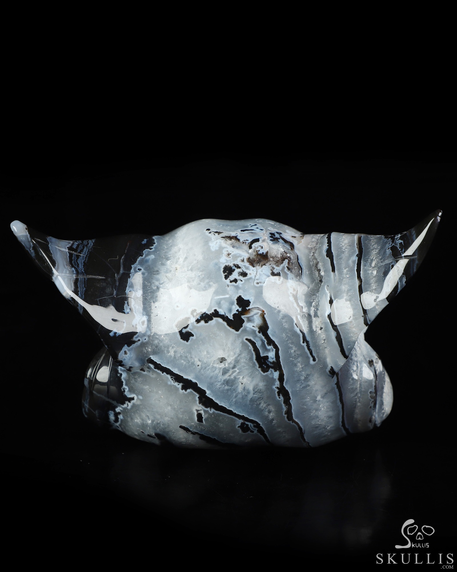 5.1" Black Zebra Agate Hand Carved Crystal Fox Head Fine Art Sculpture, Crystal Healing 5.1" Black Zebra Agate Hand Carved Crystal Fox Head Fine Art Sculpture, Crystal Healing