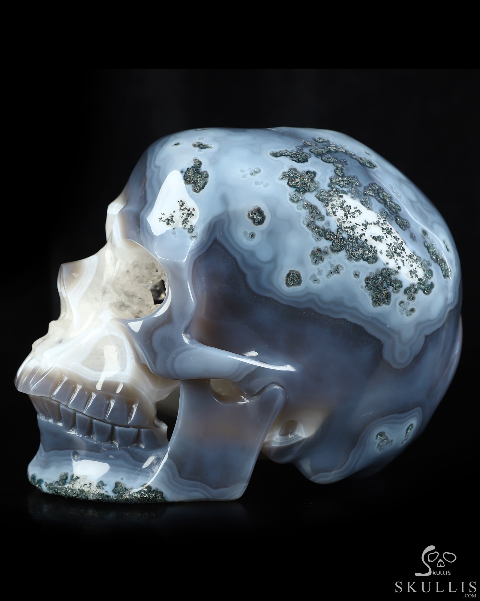 Lifesized 7.2" Agate Geode Hand Carved Crystal Skull, Super Realistic, Crystal Healing Lifesized 7.2" Agate Geode Hand Carved Crystal Skull, Super Realistic, Crystal Healing