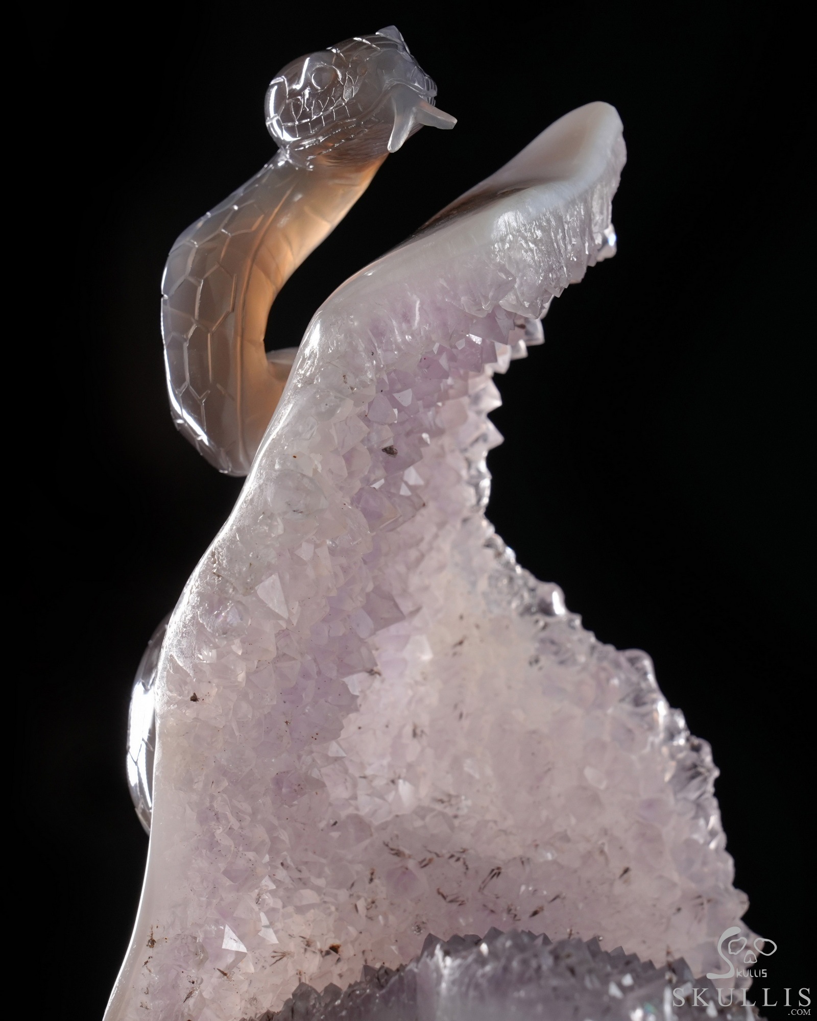 June 14, 2026 ACSAD (A Crystal Skull a Day) - The Violet Eclipse - 8.4" Carved Amethyst Geode Agate Crystal Skull with Snake Sculpture, Crystal Healing June 14, 2026 ACSAD (A Crystal Skull a Day) - The Violet Eclipse - 8.4" Carved Amethyst Geode Agate Crystal Skull with Snake Sculpture, Crystal Healing
