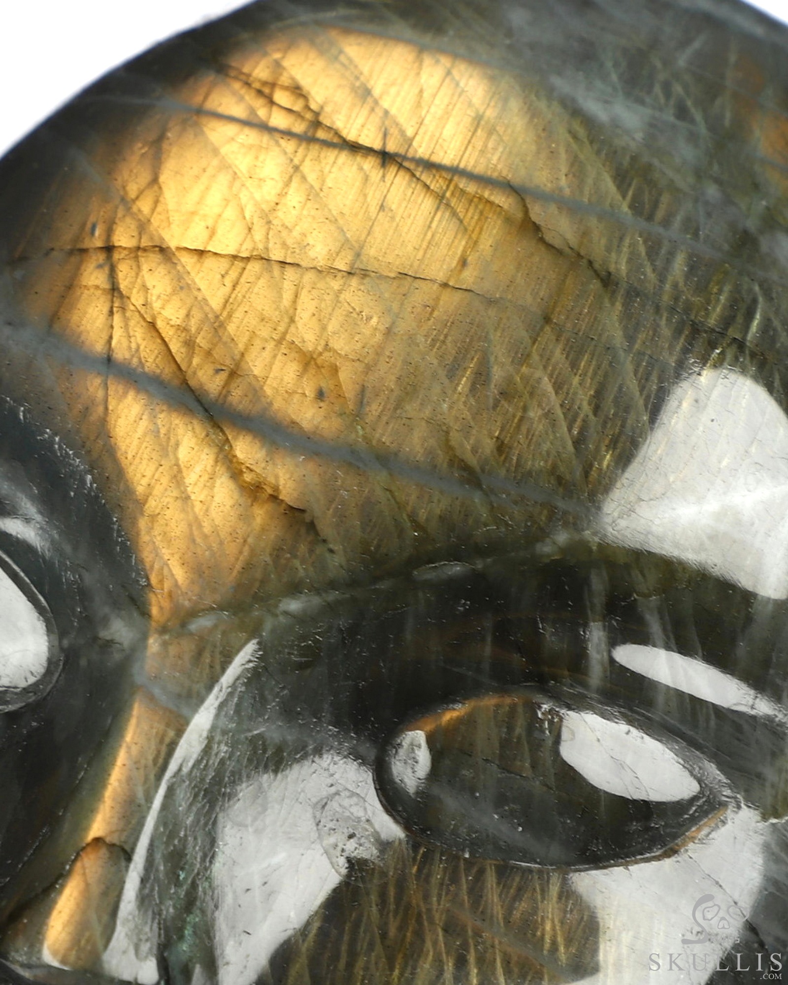 4.0" Labradorite Hand Carved Fairy Elf Alien Crystal Skull Companion Sculpture, Crystal Healing 4.0" Labradorite Hand Carved Fairy Elf Alien Crystal Skull Companion Sculpture, Crystal Healing
