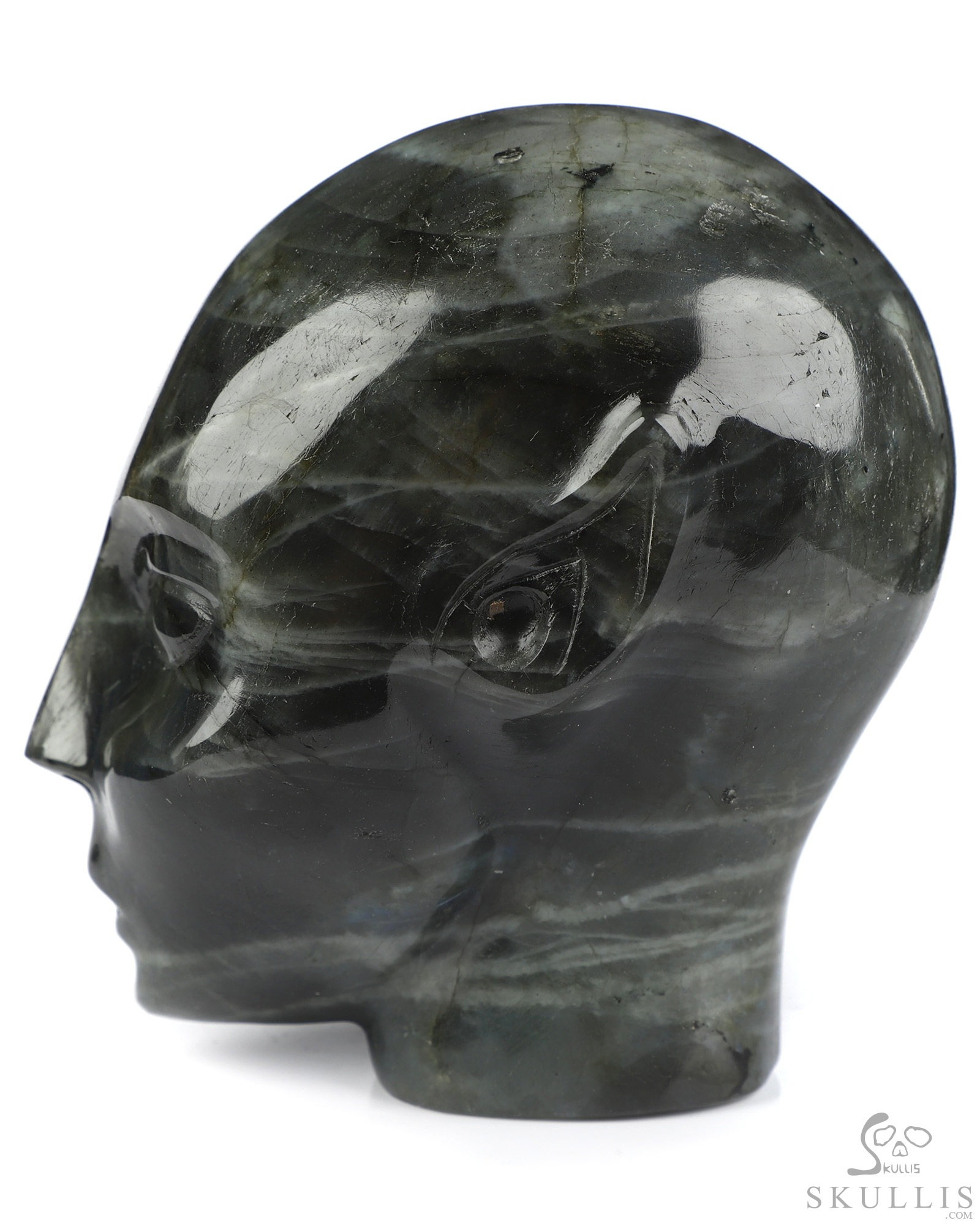 4.0" Labradorite Hand Carved Fairy Elf Alien Crystal Skull Companion Sculpture, Crystal Healing 4.0" Labradorite Hand Carved Fairy Elf Alien Crystal Skull Companion Sculpture, Crystal Healing