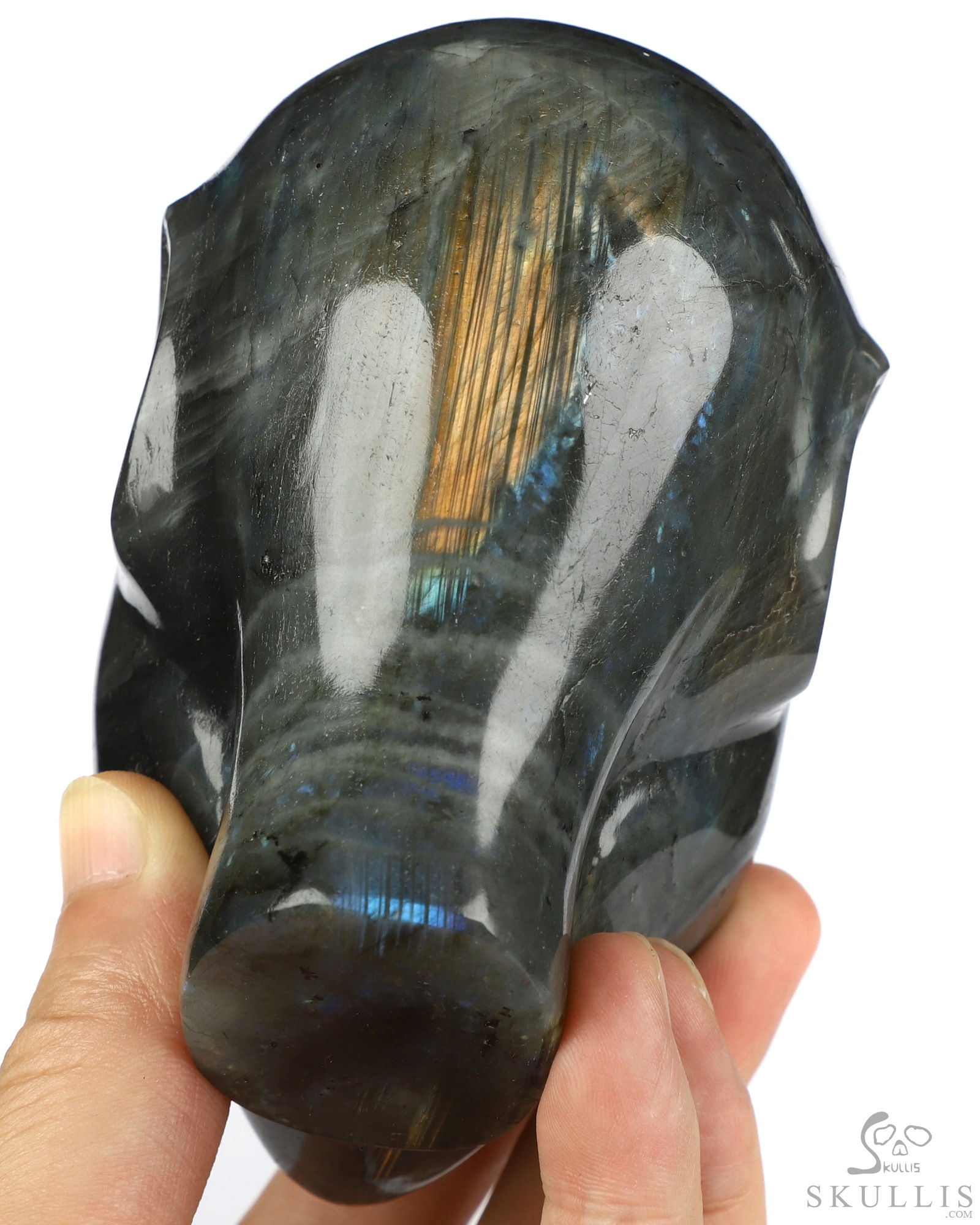 4.0" Labradorite Hand Carved Fairy Elf Alien Crystal Skull Companion Sculpture, Crystal Healing 4.0" Labradorite Hand Carved Fairy Elf Alien Crystal Skull Companion Sculpture, Crystal Healing