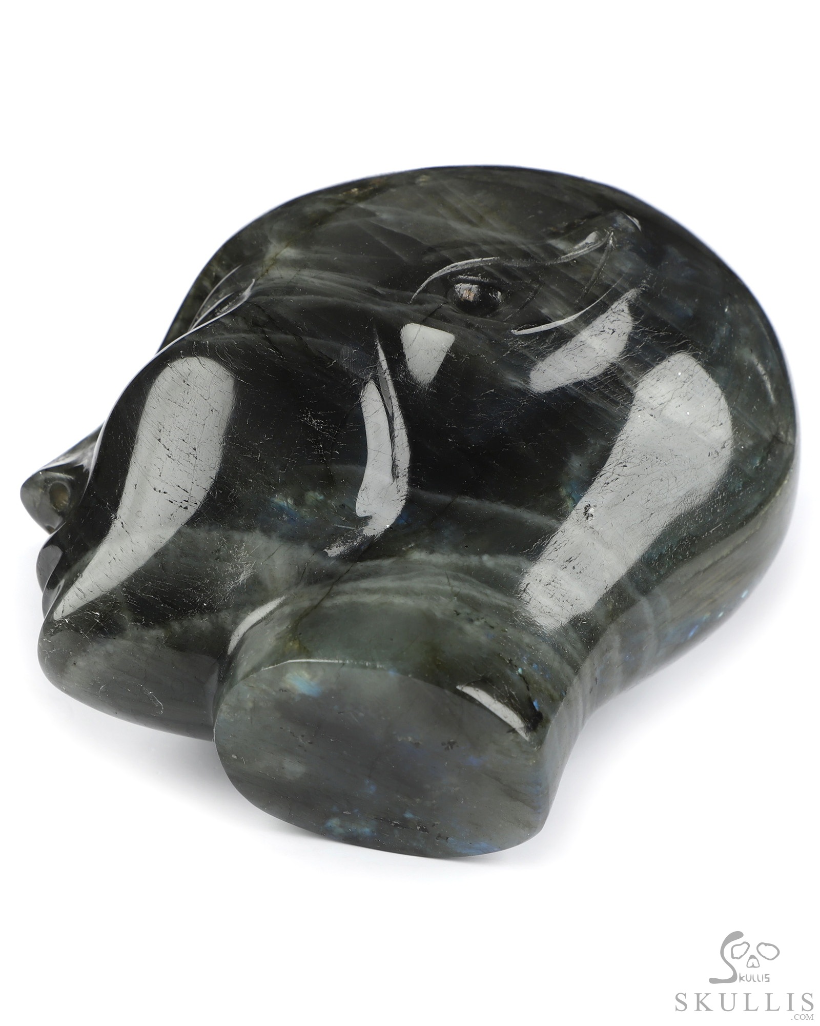 4.0" Labradorite Hand Carved Fairy Elf Alien Crystal Skull Companion Sculpture, Crystal Healing 4.0" Labradorite Hand Carved Fairy Elf Alien Crystal Skull Companion Sculpture, Crystal Healing