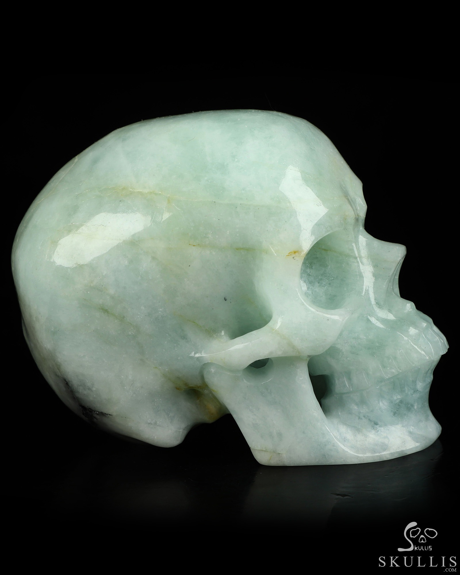 Gemstone 4.0" Aquamarine Hand Carved Crystal Skull, Super Realistic, Crystal Healing Gemstone 4.0" Aquamarine Hand Carved Crystal Skull, Super Realistic, Crystal Healing