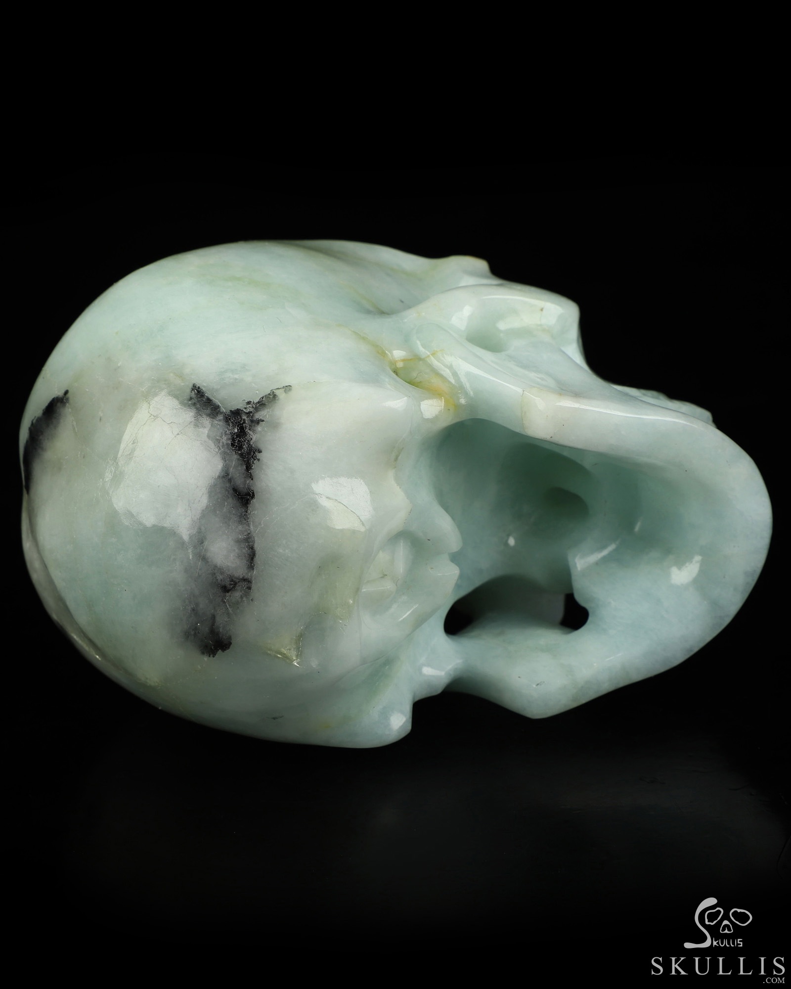 Gemstone 4.0" Aquamarine Hand Carved Crystal Skull, Super Realistic, Crystal Healing Gemstone 4.0" Aquamarine Hand Carved Crystal Skull, Super Realistic, Crystal Healing