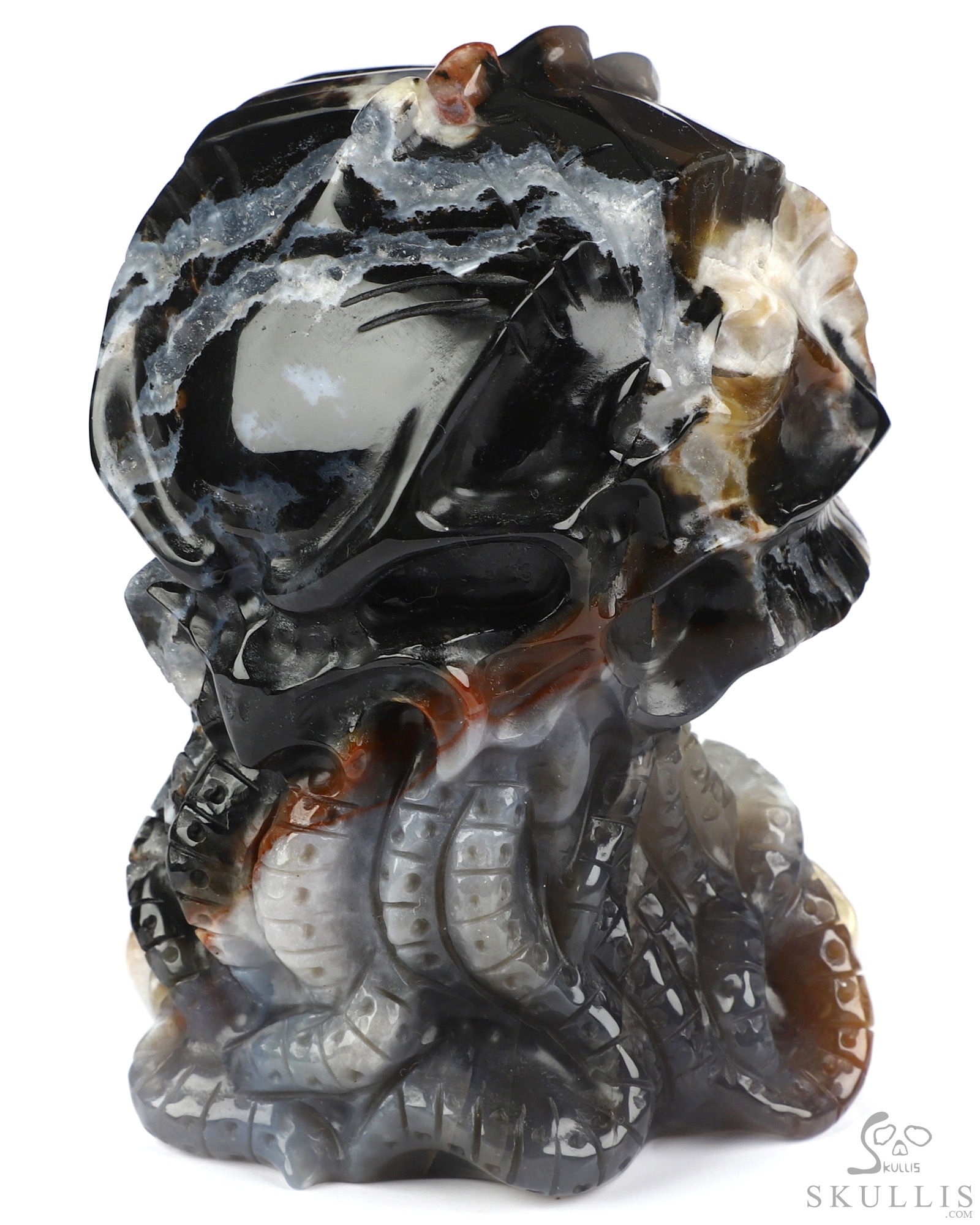 4.1" Black Zebra Agate Hand Carved Crystal Octopus Sculpture, Crystal Healing 4.1" Black Zebra Agate Hand Carved Crystal Octopus Sculpture, Crystal Healing