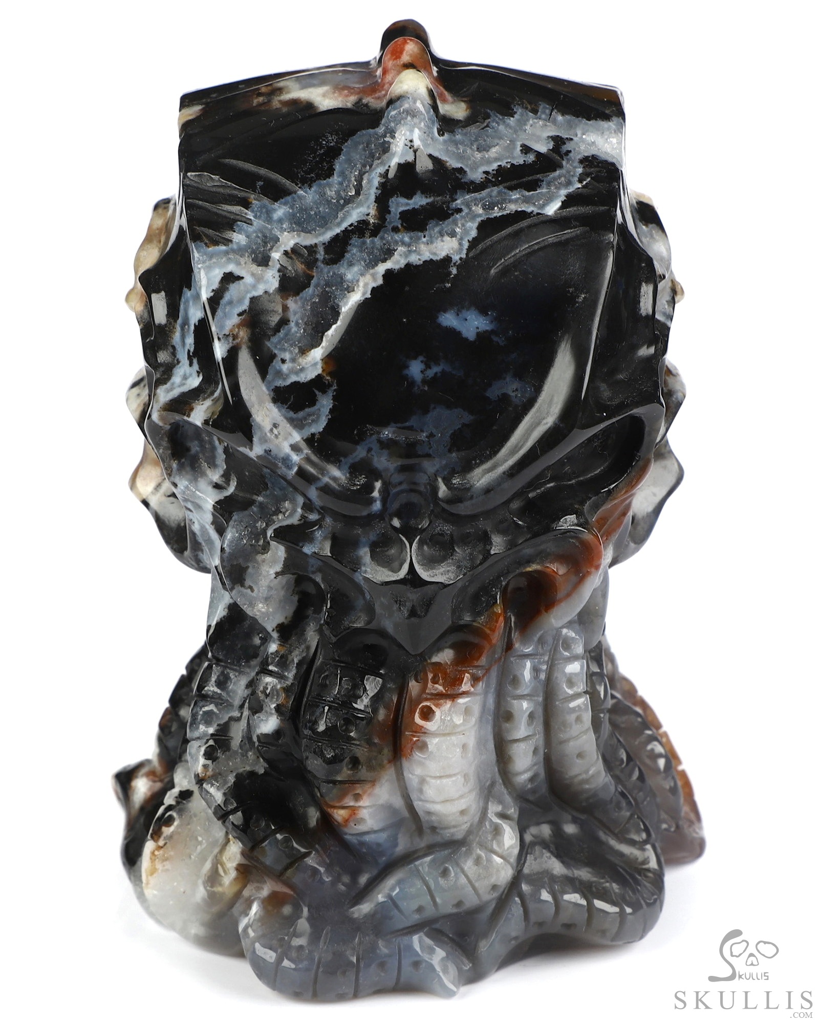 4.1" Black Zebra Agate Hand Carved Crystal Octopus Sculpture, Crystal Healing 4.1" Black Zebra Agate Hand Carved Crystal Octopus Sculpture, Crystal Healing