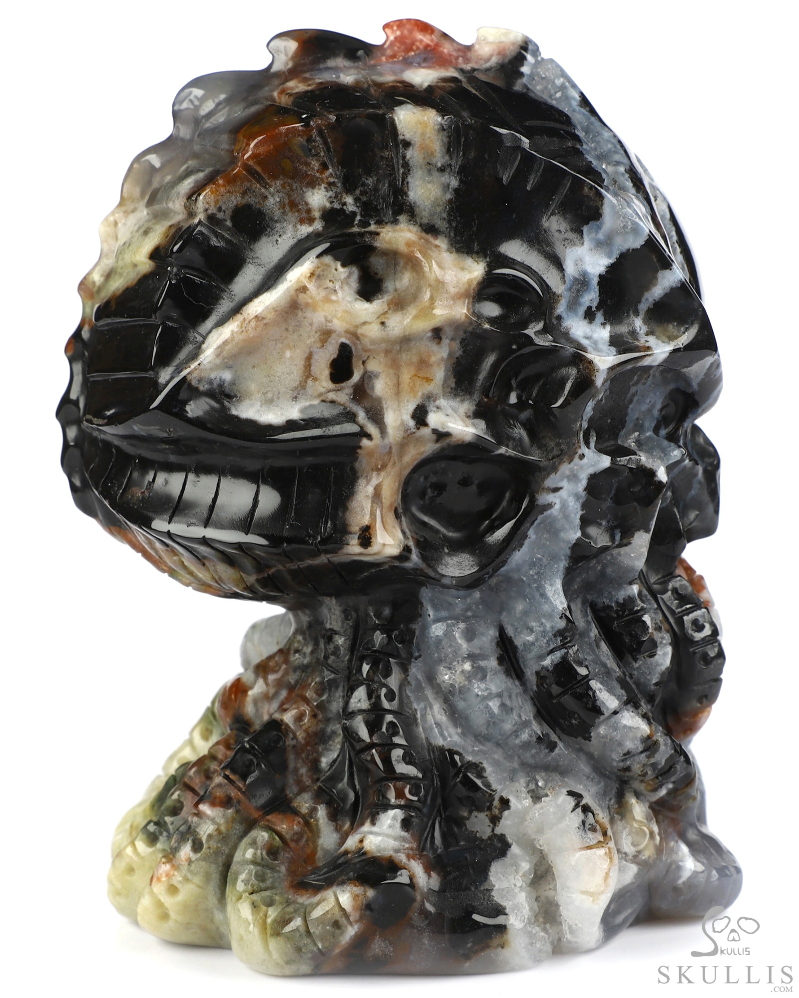 4.1" Black Zebra Agate Hand Carved Crystal Octopus Sculpture, Crystal Healing 4.1" Black Zebra Agate Hand Carved Crystal Octopus Sculpture, Crystal Healing