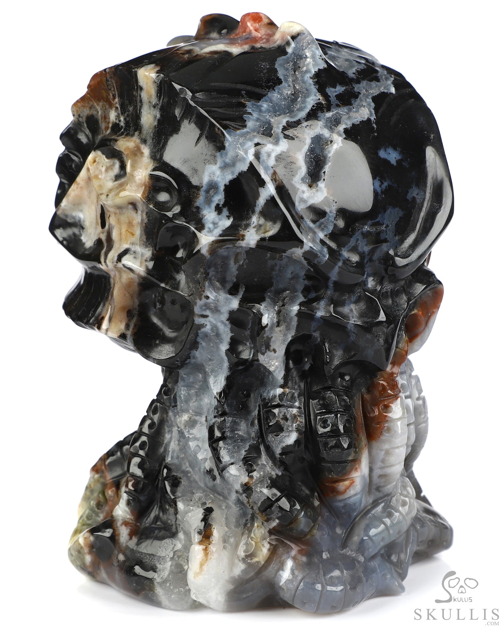 4.1" Black Zebra Agate Hand Carved Crystal Octopus Sculpture, Crystal Healing 4.1" Black Zebra Agate Hand Carved Crystal Octopus Sculpture, Crystal Healing