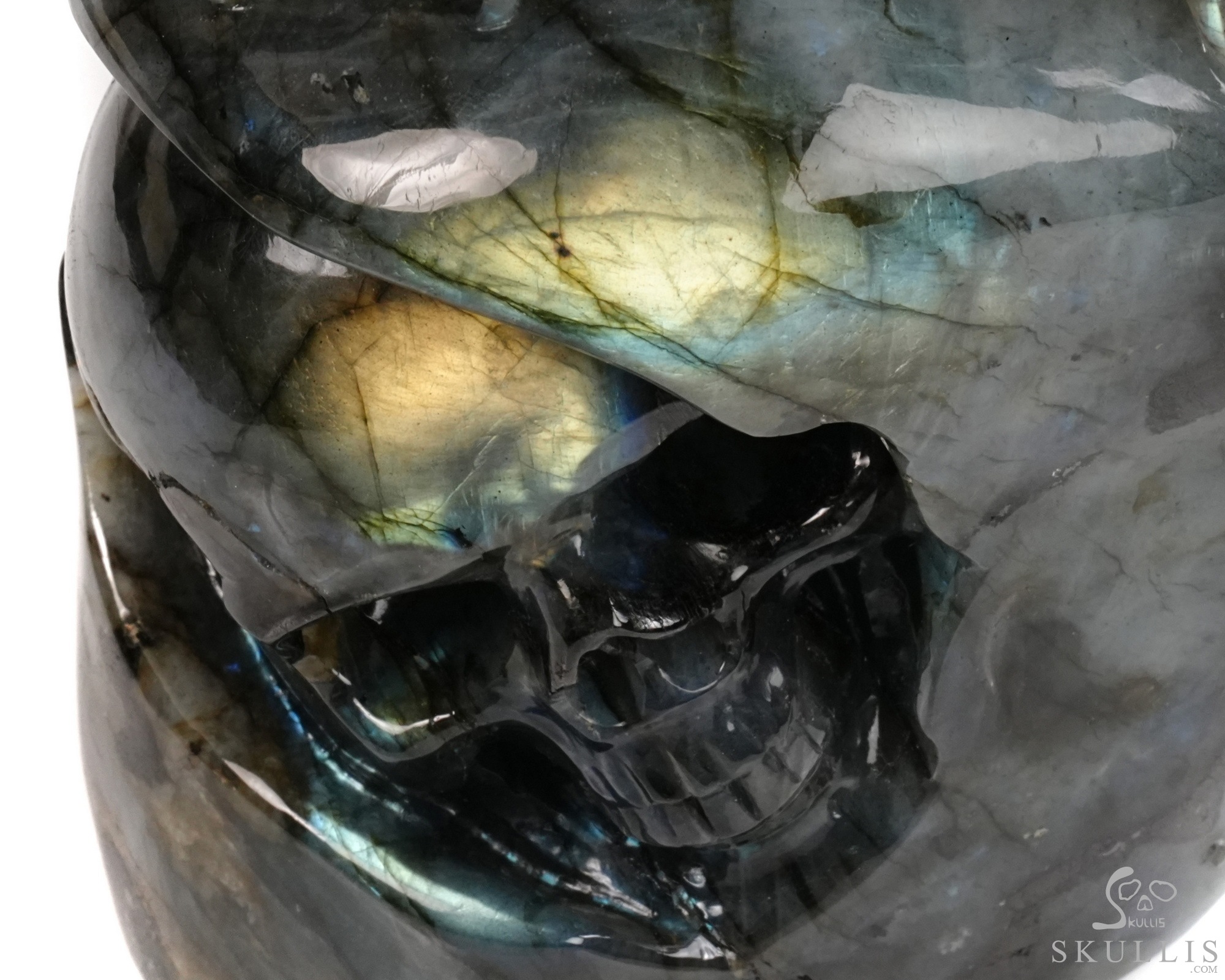 Against the Gathering Dark - 9.6" Carved Labradorite Eagle And Crystal Skull Fine Art Sculpture, Crystal Healing Against the Gathering Dark - 9.6" Carved Labradorite Eagle And Crystal Skull Fine Art Sculpture, Crystal Healing