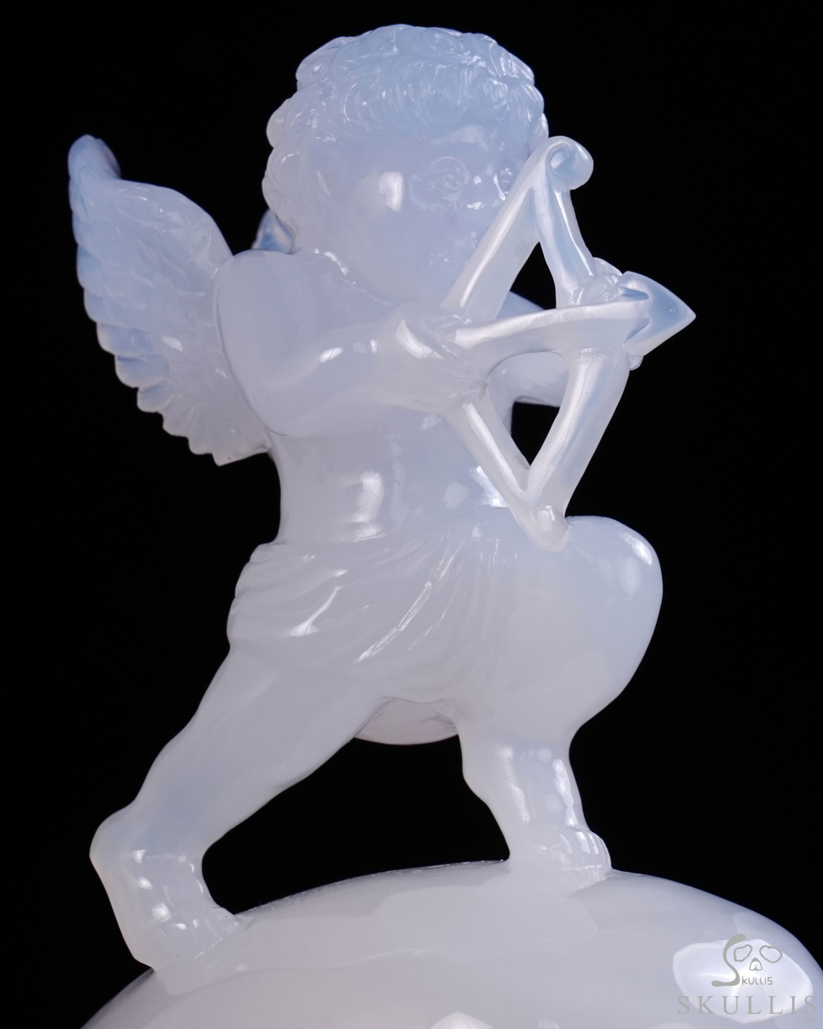 June 4, 2026 ACSAD (A Crystal Skull a Day) - Aiming for Forever - 6.4" Blue Chalcedony Hand Carved Cupid on Crystal Skull Fine Art Sculpture, Crystal Healing June 4, 2026 ACSAD (A Crystal Skull a Day) - Aiming for Forever - 6.4" Blue Chalcedony Hand Carved Cupid on Crystal Skull Fine Art Sculpture, Crystal Healing