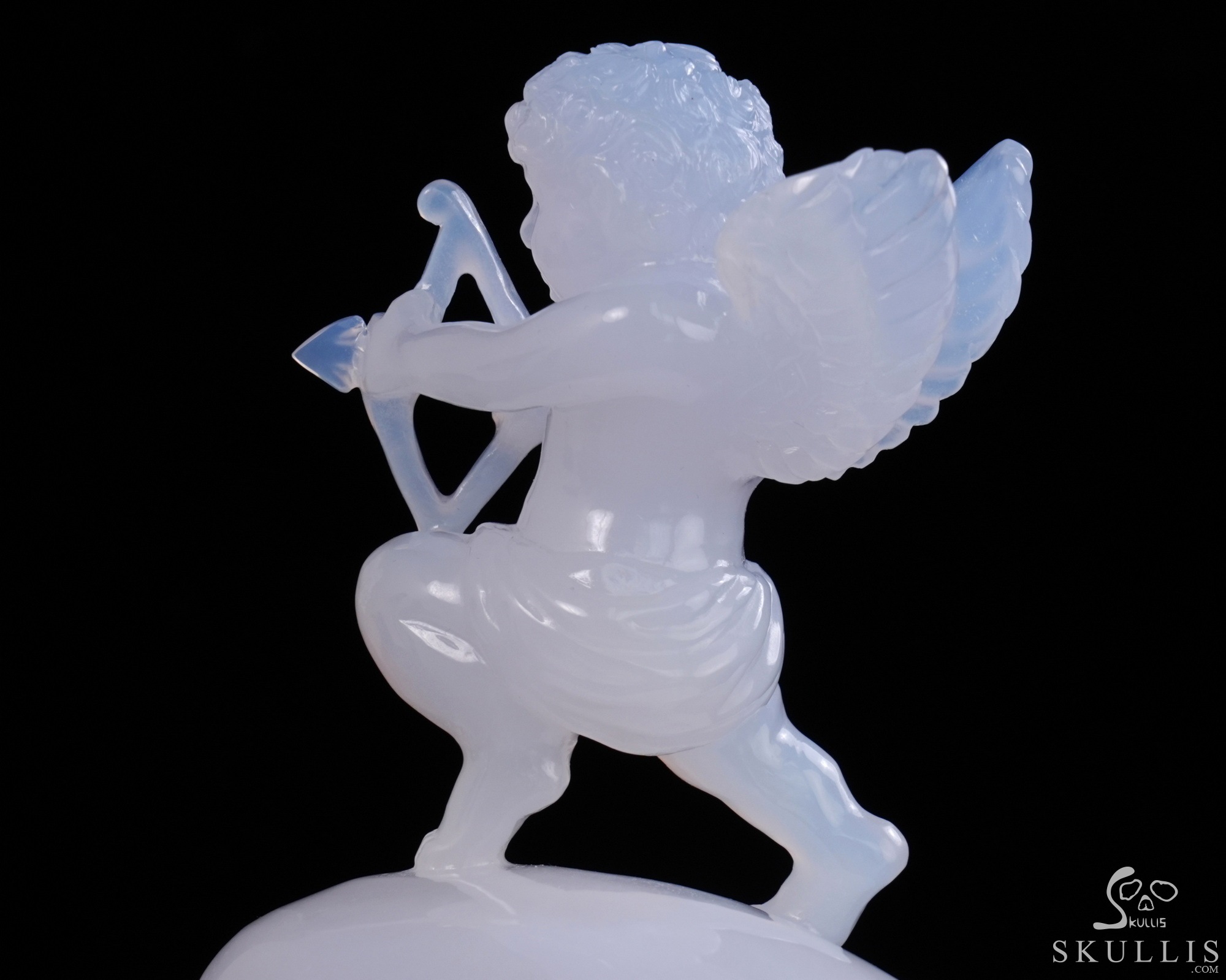 June 4, 2026 ACSAD (A Crystal Skull a Day) - Aiming for Forever - 6.4" Blue Chalcedony Hand Carved Cupid on Crystal Skull Fine Art Sculpture, Crystal Healing June 4, 2026 ACSAD (A Crystal Skull a Day) - Aiming for Forever - 6.4" Blue Chalcedony Hand Carved Cupid on Crystal Skull Fine Art Sculpture, Crystal Healing