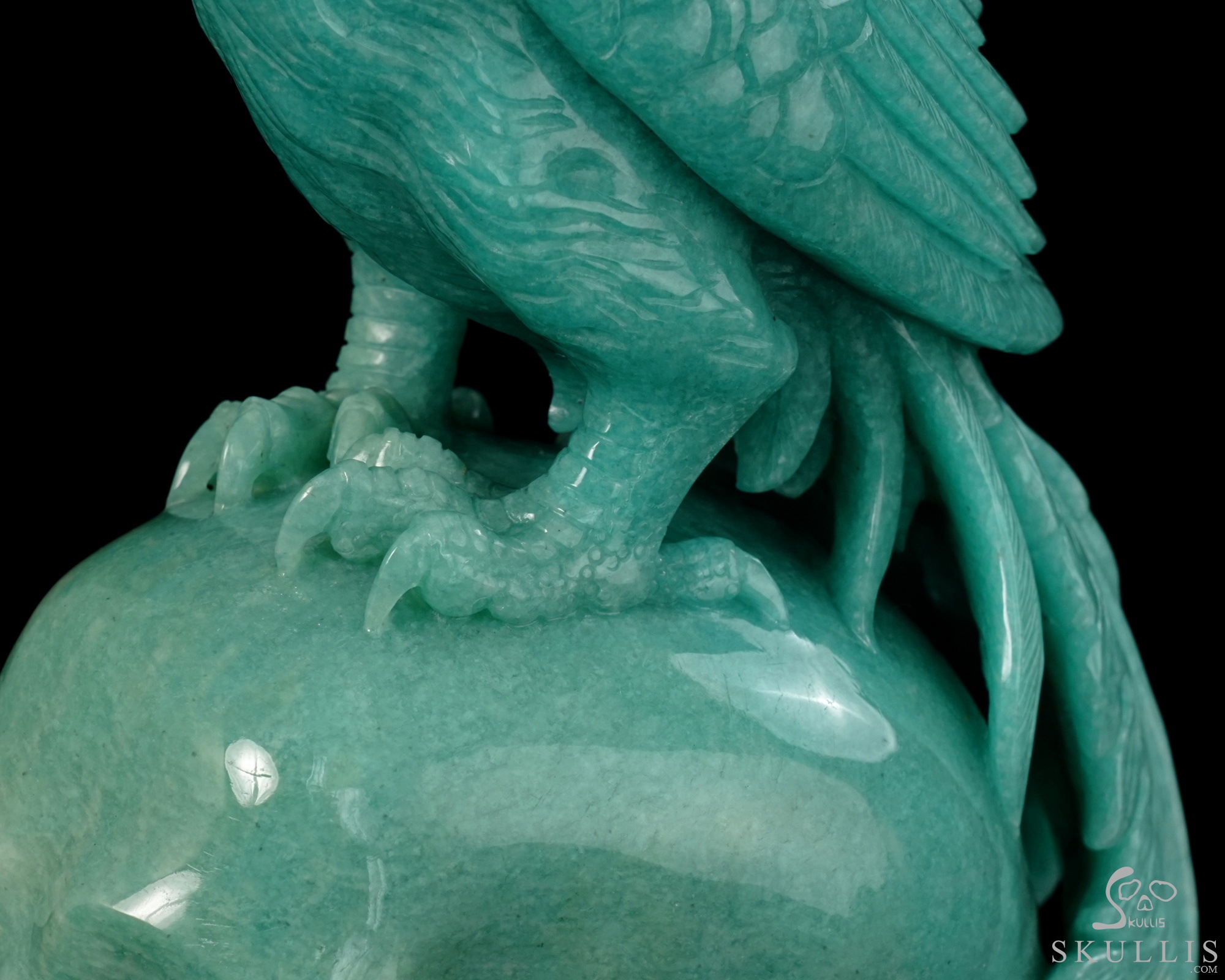 June 7, 2026 ACSAD (A Crystal Skull a Day) - The Unfading Wing - 10.0" Carved Madagascar Amazonite Phoenix on Crystal Skull Sculpture, Crystal Healing June 7, 2026 ACSAD (A Crystal Skull a Day) - The Unfading Wing - 10.0" Carved Madagascar Amazonite Phoenix on Crystal Skull Sculpture, Crystal Healing