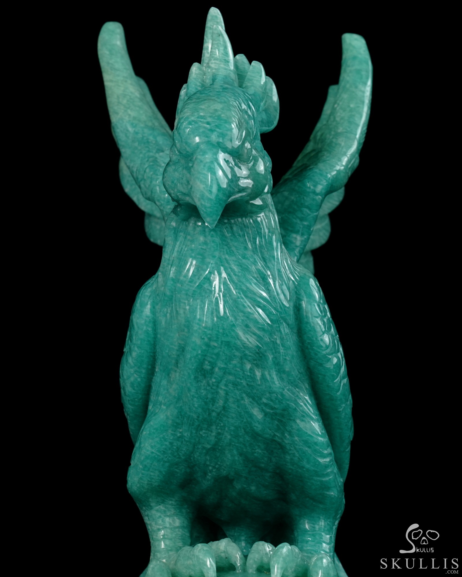 June 7, 2026 ACSAD (A Crystal Skull a Day) - The Unfading Wing - 10.0" Carved Madagascar Amazonite Phoenix on Crystal Skull Sculpture, Crystal Healing June 7, 2026 ACSAD (A Crystal Skull a Day) - The Unfading Wing - 10.0" Carved Madagascar Amazonite Phoenix on Crystal Skull Sculpture, Crystal Healing