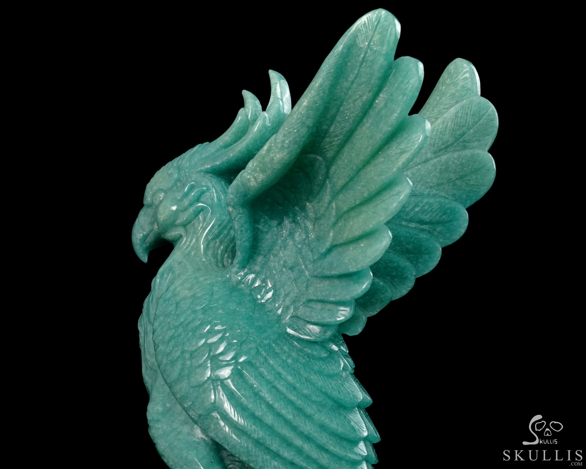June 7, 2026 ACSAD (A Crystal Skull a Day) - The Unfading Wing - 10.0" Carved Madagascar Amazonite Phoenix on Crystal Skull Sculpture, Crystal Healing June 7, 2026 ACSAD (A Crystal Skull a Day) - The Unfading Wing - 10.0" Carved Madagascar Amazonite Phoenix on Crystal Skull Sculpture, Crystal Healing