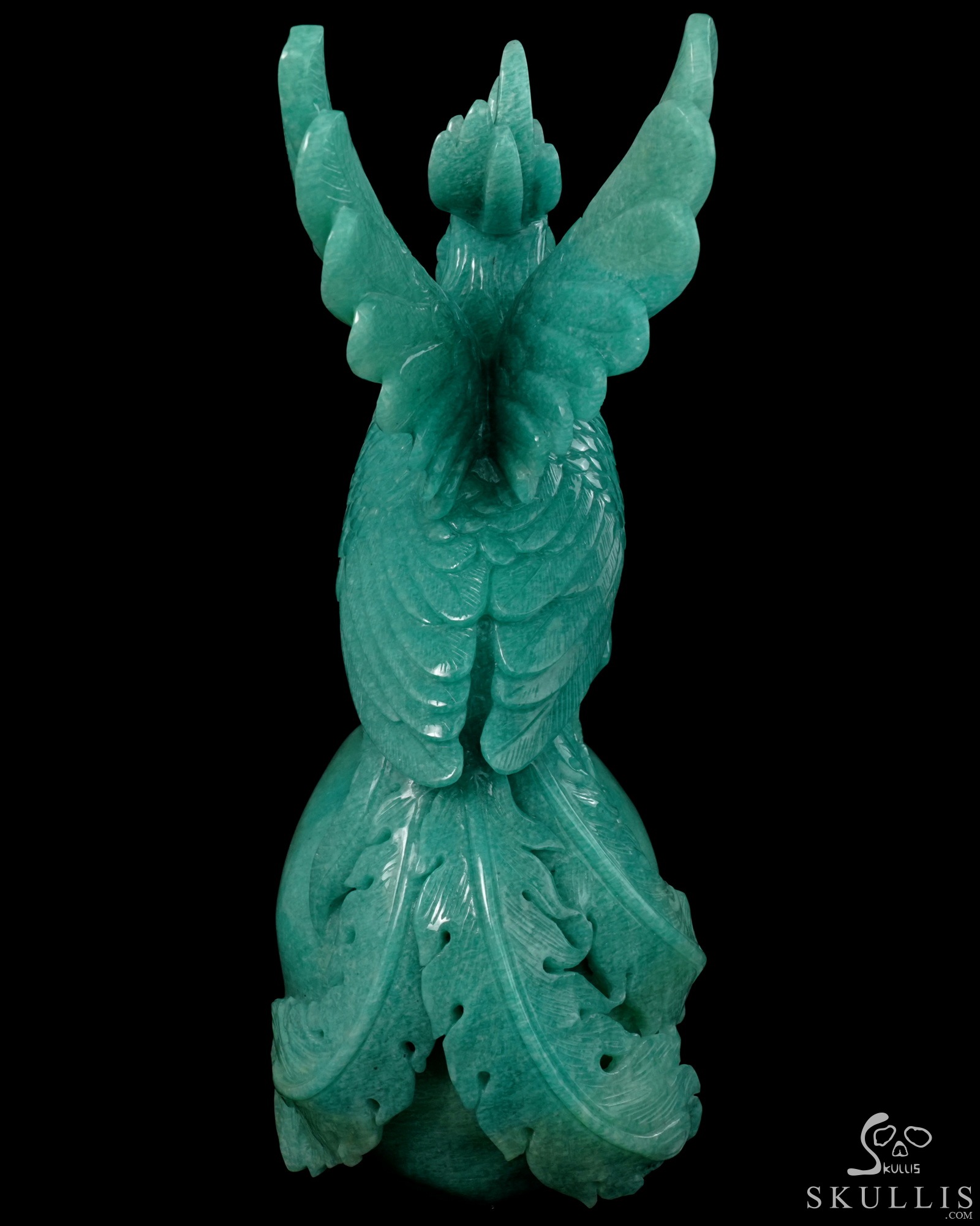 June 7, 2026 ACSAD (A Crystal Skull a Day) - The Unfading Wing - 10.0" Carved Madagascar Amazonite Phoenix on Crystal Skull Sculpture, Crystal Healing June 7, 2026 ACSAD (A Crystal Skull a Day) - The Unfading Wing - 10.0" Carved Madagascar Amazonite Phoenix on Crystal Skull Sculpture, Crystal Healing