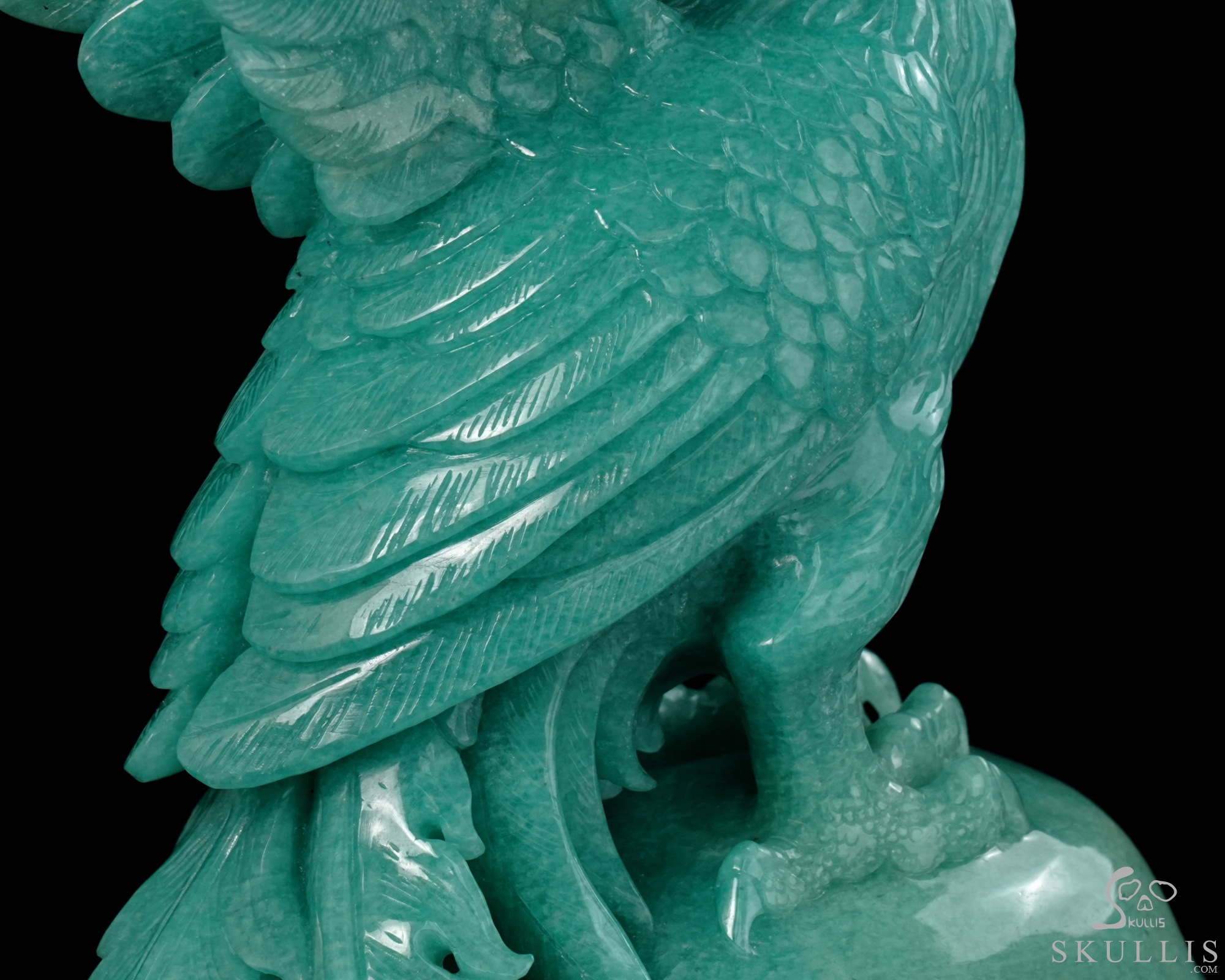 June 7, 2026 ACSAD (A Crystal Skull a Day) - The Unfading Wing - 10.0" Carved Madagascar Amazonite Phoenix on Crystal Skull Sculpture, Crystal Healing June 7, 2026 ACSAD (A Crystal Skull a Day) - The Unfading Wing - 10.0" Carved Madagascar Amazonite Phoenix on Crystal Skull Sculpture, Crystal Healing