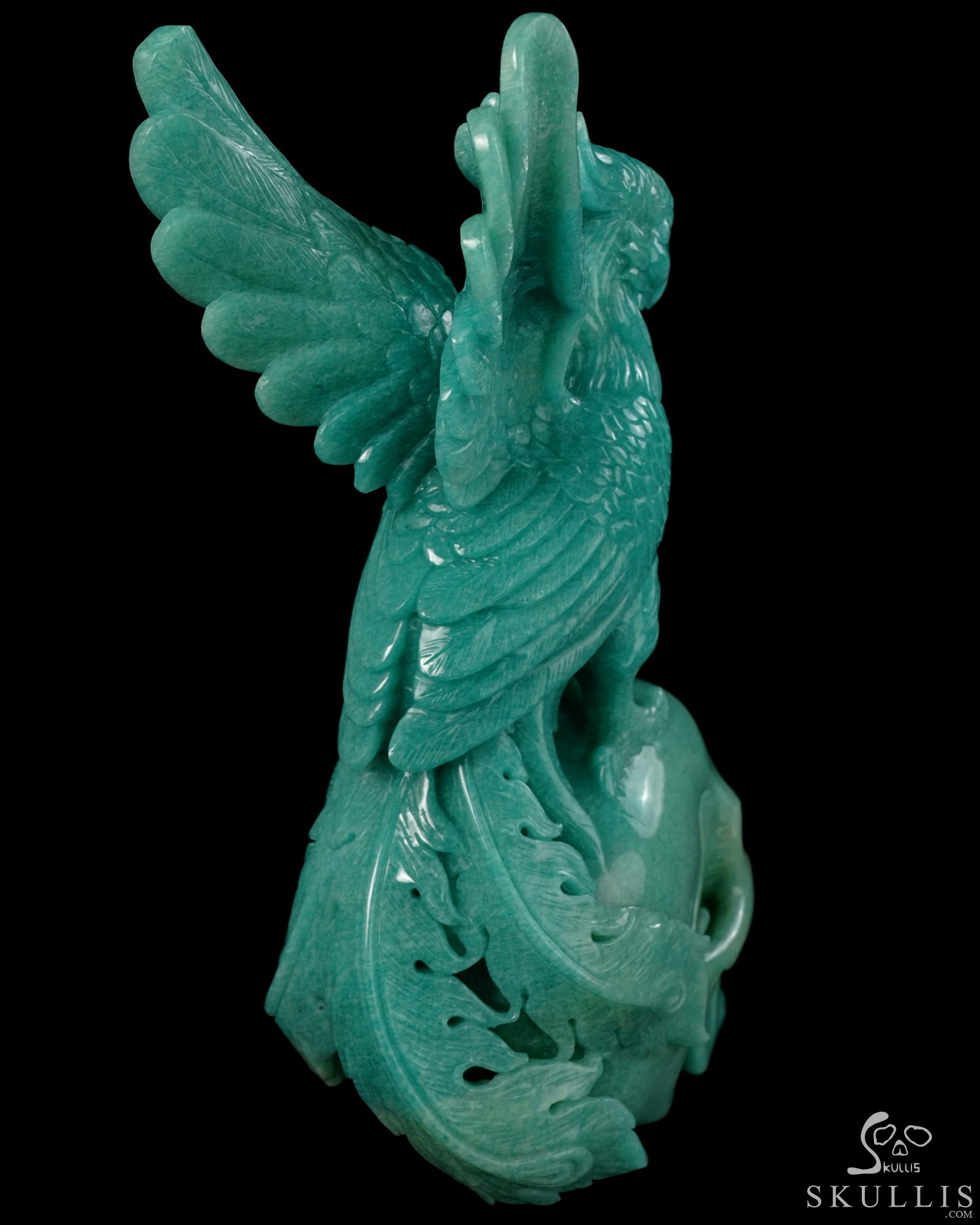 June 7, 2026 ACSAD (A Crystal Skull a Day) - The Unfading Wing - 10.0" Carved Madagascar Amazonite Phoenix on Crystal Skull Sculpture, Crystal Healing June 7, 2026 ACSAD (A Crystal Skull a Day) - The Unfading Wing - 10.0" Carved Madagascar Amazonite Phoenix on Crystal Skull Sculpture, Crystal Healing