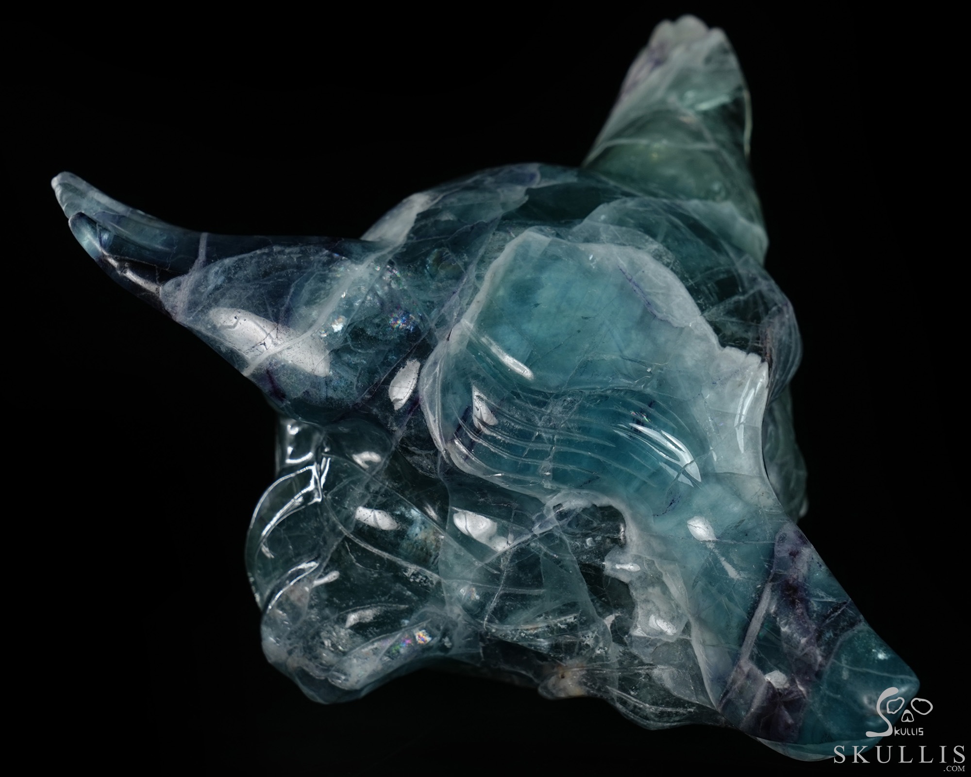 5.2" Fluorite Hand Carved Crystal Fox Fine Art Sculpture, Crystal Healing 5.2" Fluorite Hand Carved Crystal Fox Fine Art Sculpture, Crystal Healing