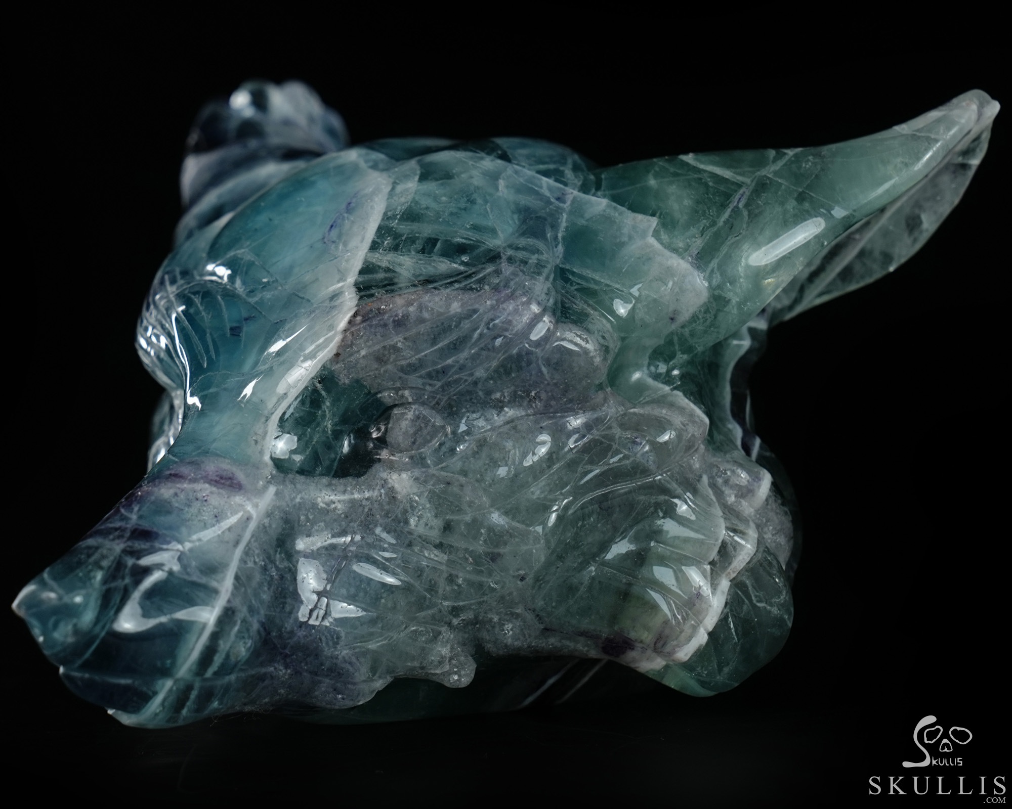 5.2" Fluorite Hand Carved Crystal Fox Fine Art Sculpture, Crystal Healing 5.2" Fluorite Hand Carved Crystal Fox Fine Art Sculpture, Crystal Healing
