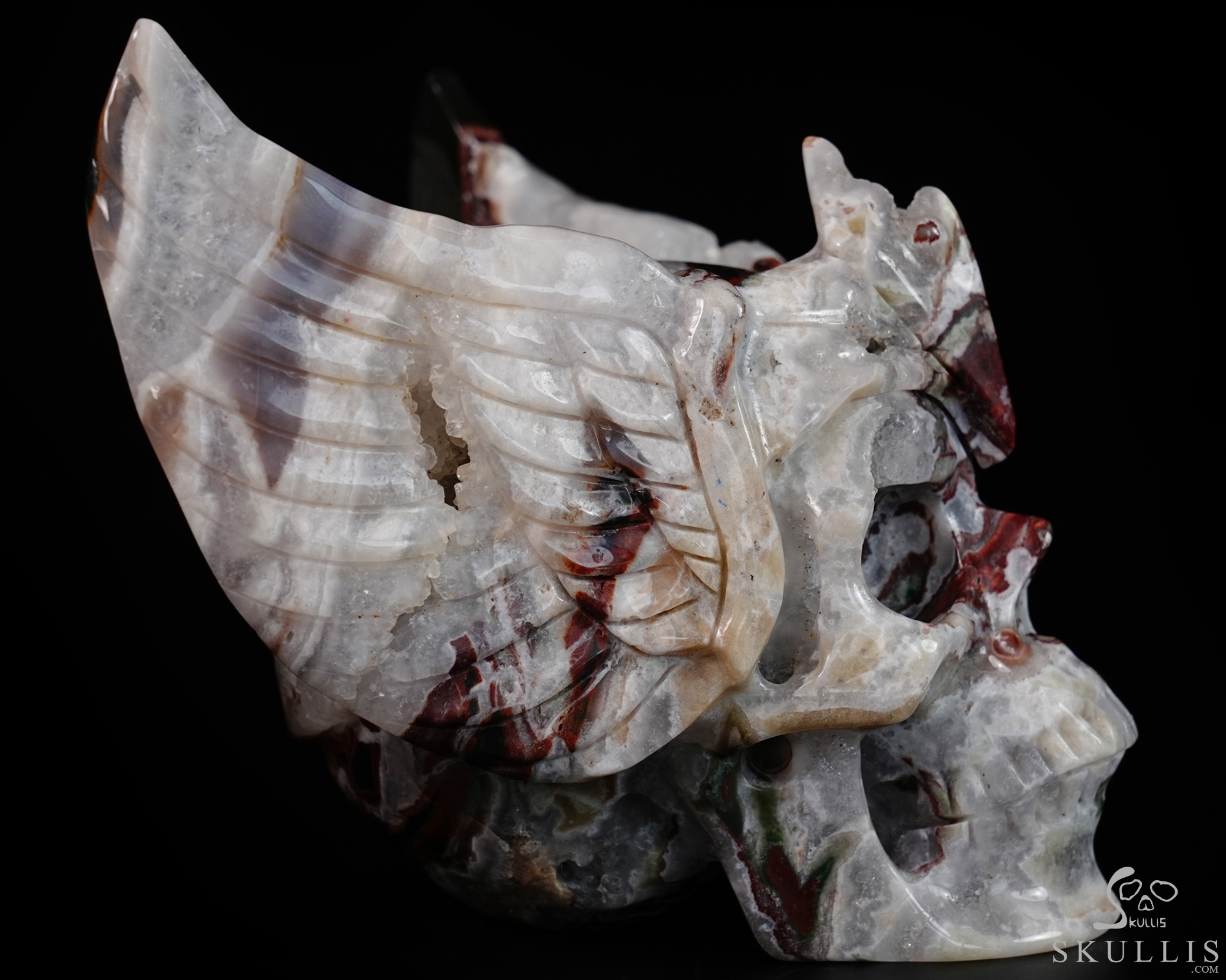 5.9" Black Zebra Agate Hand Carved Guardian Crystal Skull Sculpture, Crystal Healing 5.9" Black Zebra Agate Hand Carved Guardian Crystal Skull Sculpture, Crystal Healing
