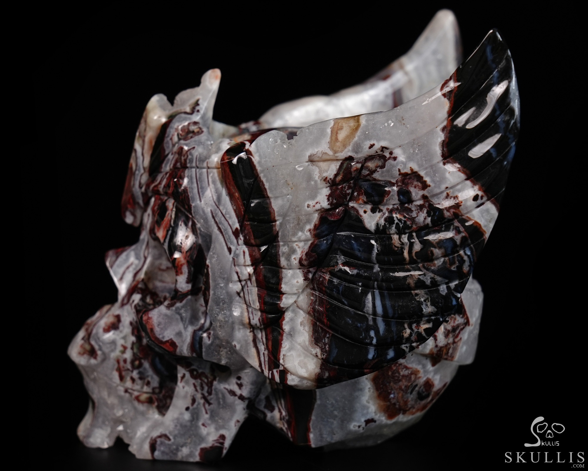 5.9" Black Zebra Agate Hand Carved Guardian Crystal Skull Sculpture, Crystal Healing 5.9" Black Zebra Agate Hand Carved Guardian Crystal Skull Sculpture, Crystal Healing