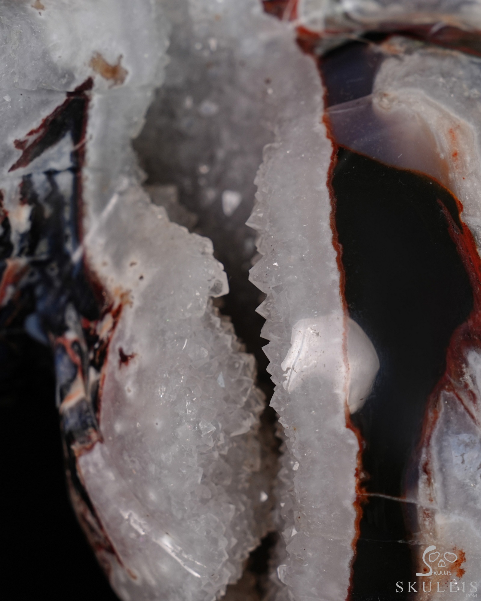 5.9" Black Zebra Agate Hand Carved Guardian Crystal Skull Sculpture, Crystal Healing 5.9" Black Zebra Agate Hand Carved Guardian Crystal Skull Sculpture, Crystal Healing