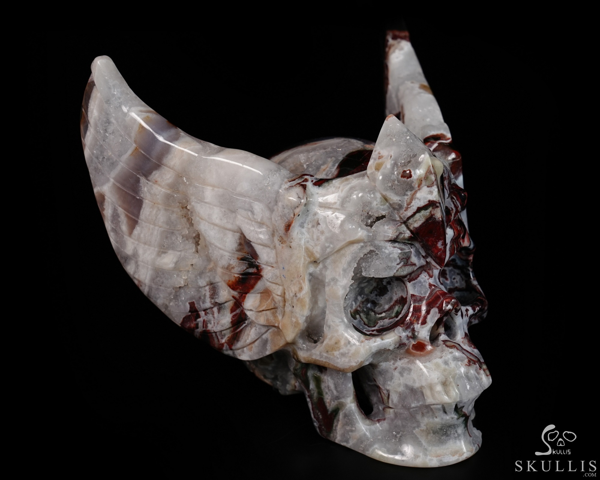 5.9" Black Zebra Agate Hand Carved Guardian Crystal Skull Sculpture, Crystal Healing 5.9" Black Zebra Agate Hand Carved Guardian Crystal Skull Sculpture, Crystal Healing