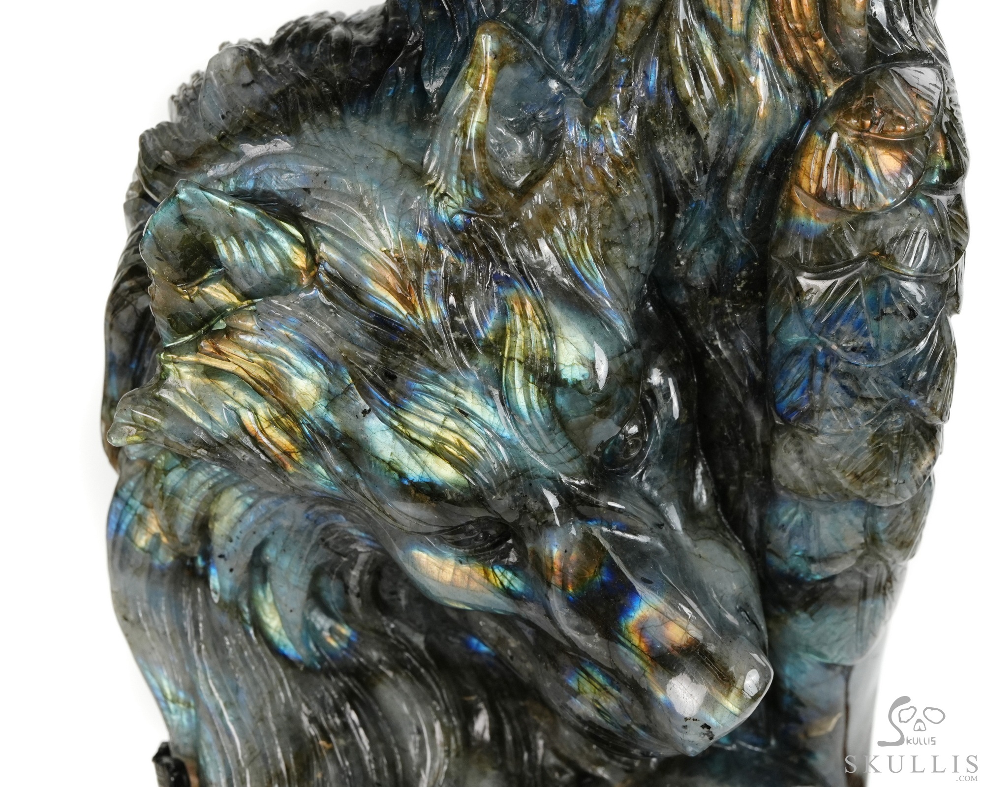 June 9, 2026 ACSAD (A Crystal Skull a Day) - Shamanic Soul - 6.3" Carved Labradorite Eagle Wolf Crystal Skull Fine Art Sculpture, Crystal Healing June 9, 2026 ACSAD (A Crystal Skull a Day) - Shamanic Soul - 6.3" Carved Labradorite Eagle Wolf Crystal Skull Fine Art Sculpture, Crystal Healing