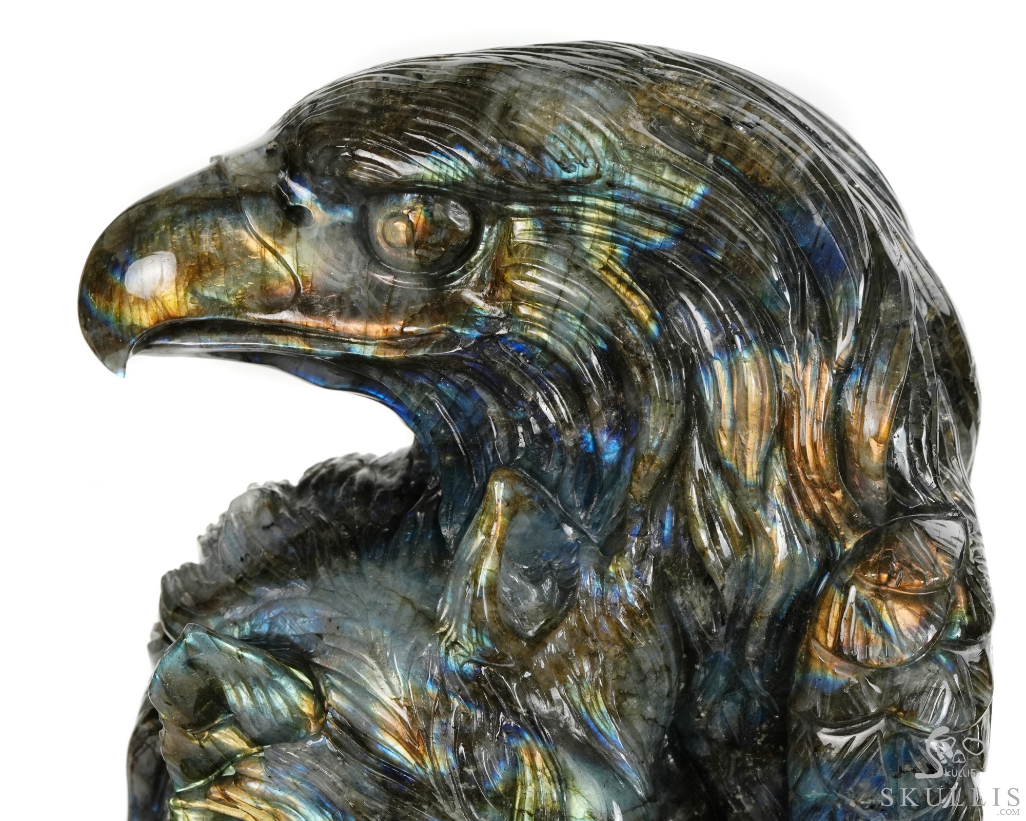 June 9, 2026 ACSAD (A Crystal Skull a Day) - Shamanic Soul - 6.3" Carved Labradorite Eagle Wolf Crystal Skull Fine Art Sculpture, Crystal Healing June 9, 2026 ACSAD (A Crystal Skull a Day) - Shamanic Soul - 6.3" Carved Labradorite Eagle Wolf Crystal Skull Fine Art Sculpture, Crystal Healing