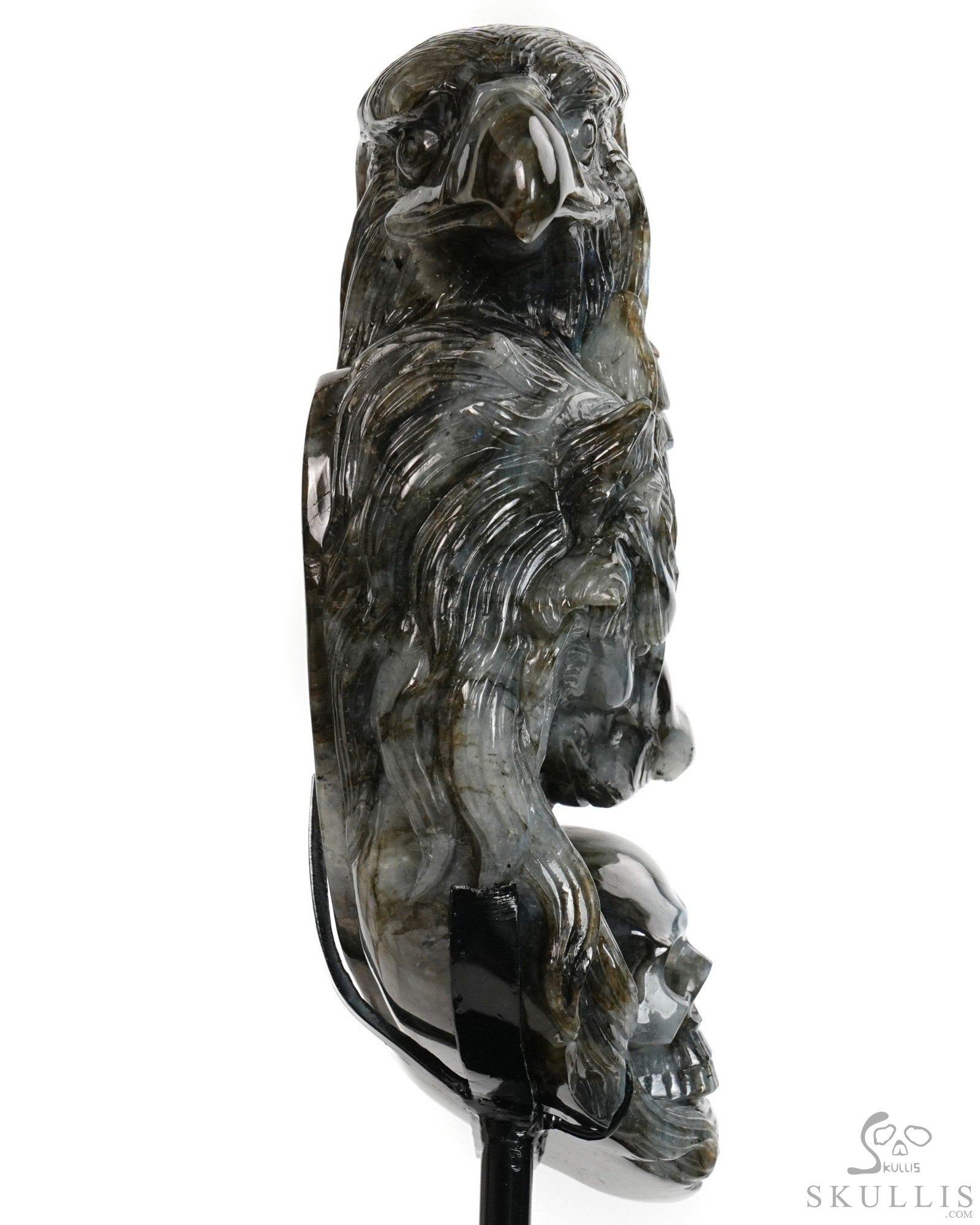 June 9, 2026 ACSAD (A Crystal Skull a Day) - Shamanic Soul - 6.3" Carved Labradorite Eagle Wolf Crystal Skull Fine Art Sculpture, Crystal Healing June 9, 2026 ACSAD (A Crystal Skull a Day) - Shamanic Soul - 6.3" Carved Labradorite Eagle Wolf Crystal Skull Fine Art Sculpture, Crystal Healing