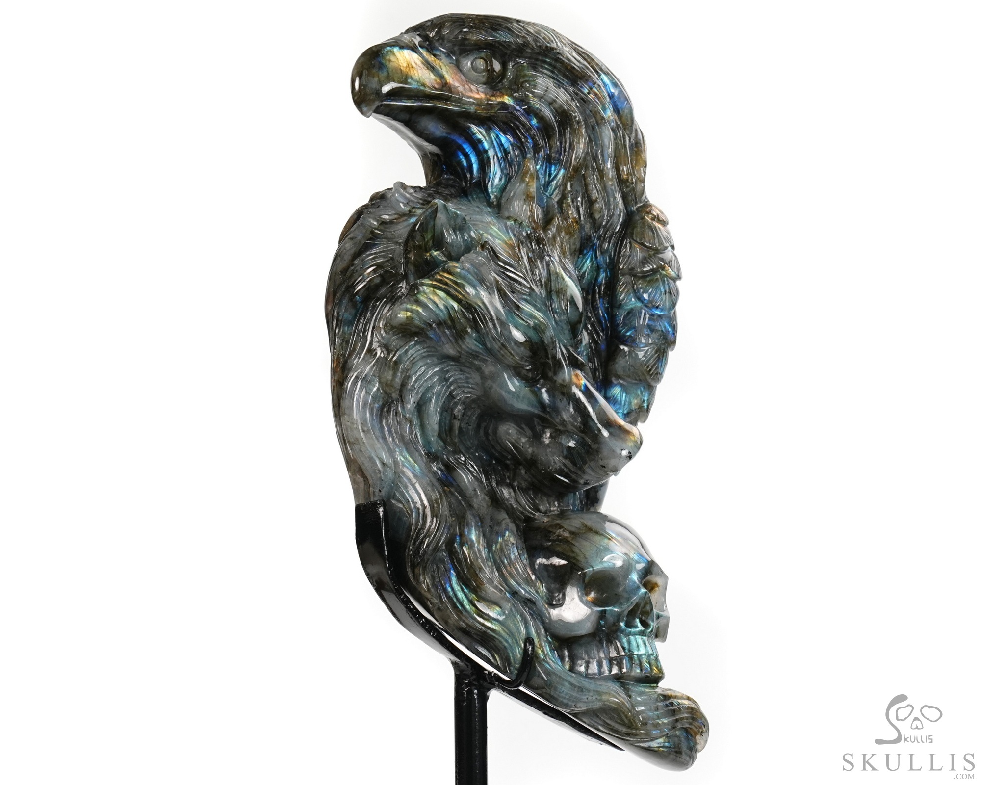 June 9, 2026 ACSAD (A Crystal Skull a Day) - Shamanic Soul - 6.3" Carved Labradorite Eagle Wolf Crystal Skull Fine Art Sculpture, Crystal Healing June 9, 2026 ACSAD (A Crystal Skull a Day) - Shamanic Soul - 6.3" Carved Labradorite Eagle Wolf Crystal Skull Fine Art Sculpture, Crystal Healing