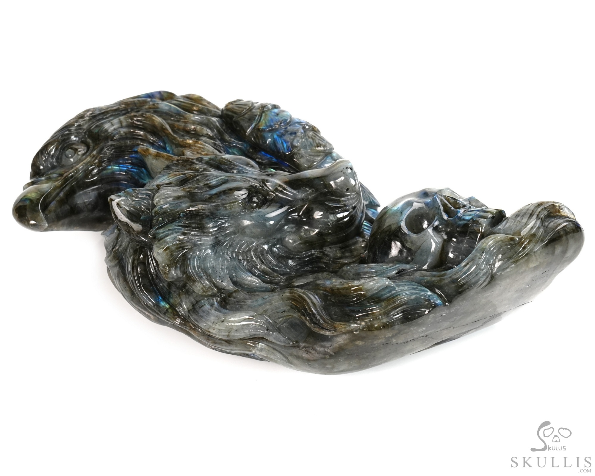June 9, 2026 ACSAD (A Crystal Skull a Day) - Shamanic Soul - 6.3" Carved Labradorite Eagle Wolf Crystal Skull Fine Art Sculpture, Crystal Healing June 9, 2026 ACSAD (A Crystal Skull a Day) - Shamanic Soul - 6.3" Carved Labradorite Eagle Wolf Crystal Skull Fine Art Sculpture, Crystal Healing