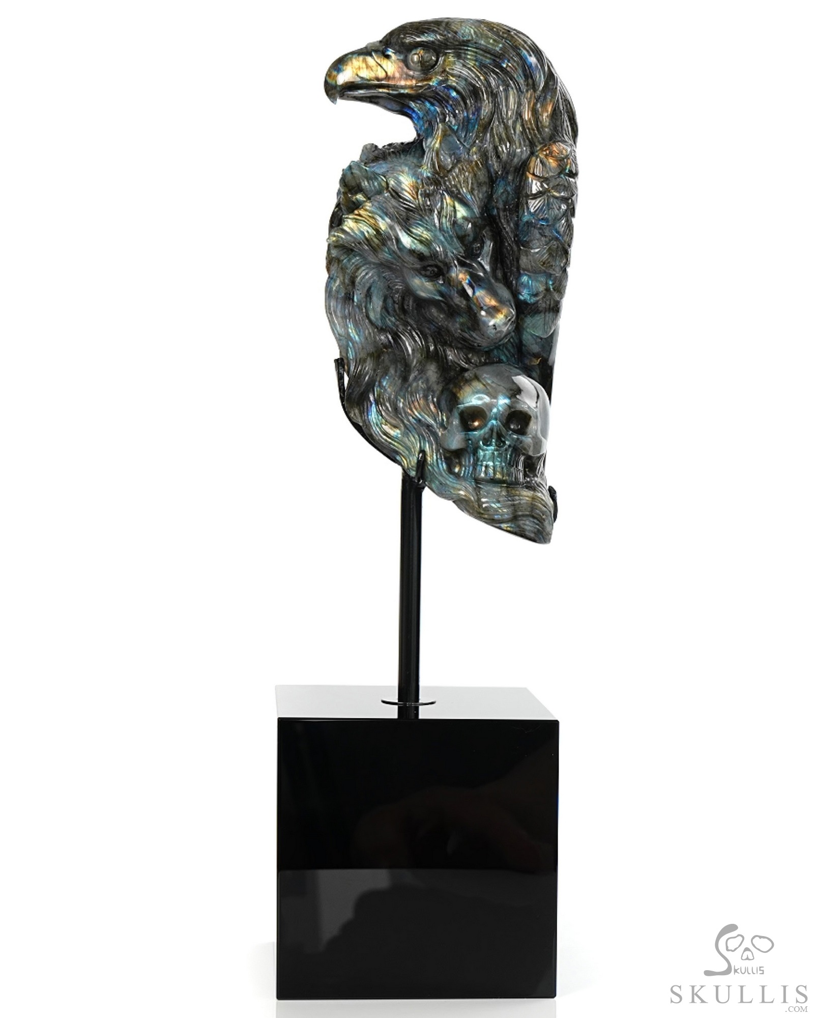 June 9, 2026 ACSAD (A Crystal Skull a Day) - Shamanic Soul - 6.3" Carved Labradorite Eagle Wolf Crystal Skull Fine Art Sculpture, Crystal Healing June 9, 2026 ACSAD (A Crystal Skull a Day) - Shamanic Soul - 6.3" Carved Labradorite Eagle Wolf Crystal Skull Fine Art Sculpture, Crystal Healing