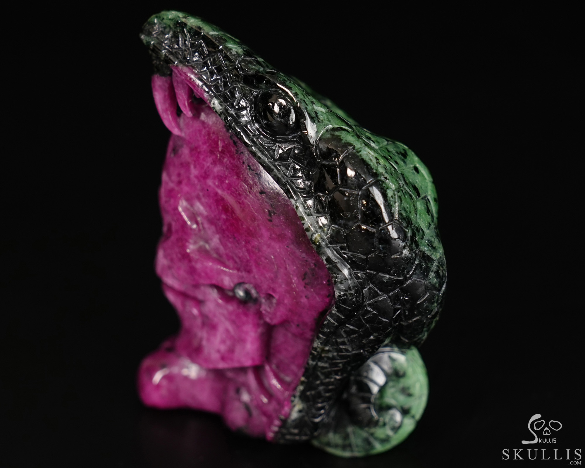 June 11, 2026 ACSAD (A Crystal Skull a Day) - The Poison & The Peony - 3.2" Carved Ruby Zoisite Crystal Skull with Coiled Serpent Sculpture, Crystal Healing June 11, 2026 ACSAD (A Crystal Skull a Day) - The Poison & The Peony - 3.2" Carved Ruby Zoisite Crystal Skull with Coiled Serpent Sculpture, Crystal Healing