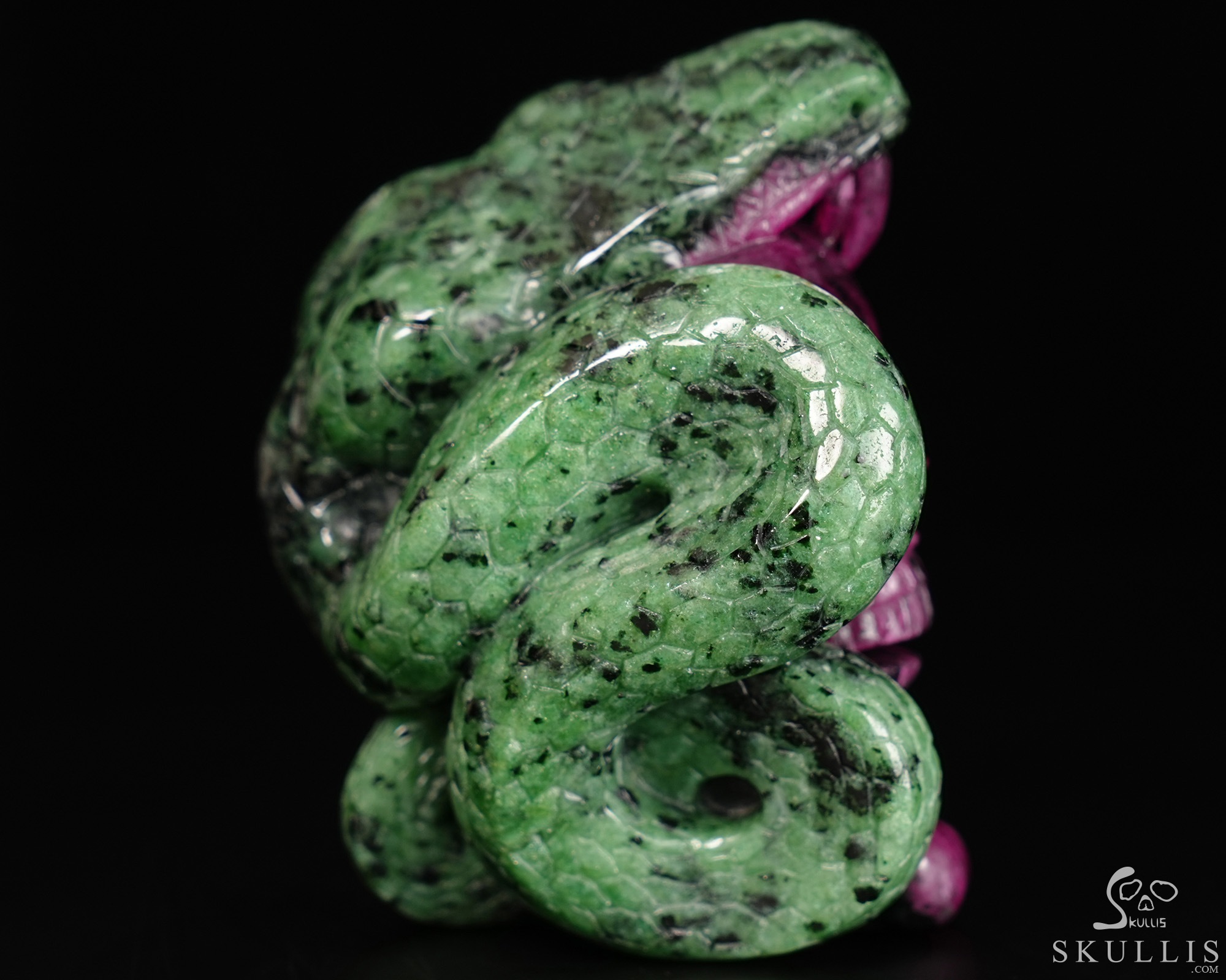 June 11, 2026 ACSAD (A Crystal Skull a Day) - The Poison & The Peony - 3.2" Carved Ruby Zoisite Crystal Skull with Coiled Serpent Sculpture, Crystal Healing June 11, 2026 ACSAD (A Crystal Skull a Day) - The Poison & The Peony - 3.2" Carved Ruby Zoisite Crystal Skull with Coiled Serpent Sculpture, Crystal Healing
